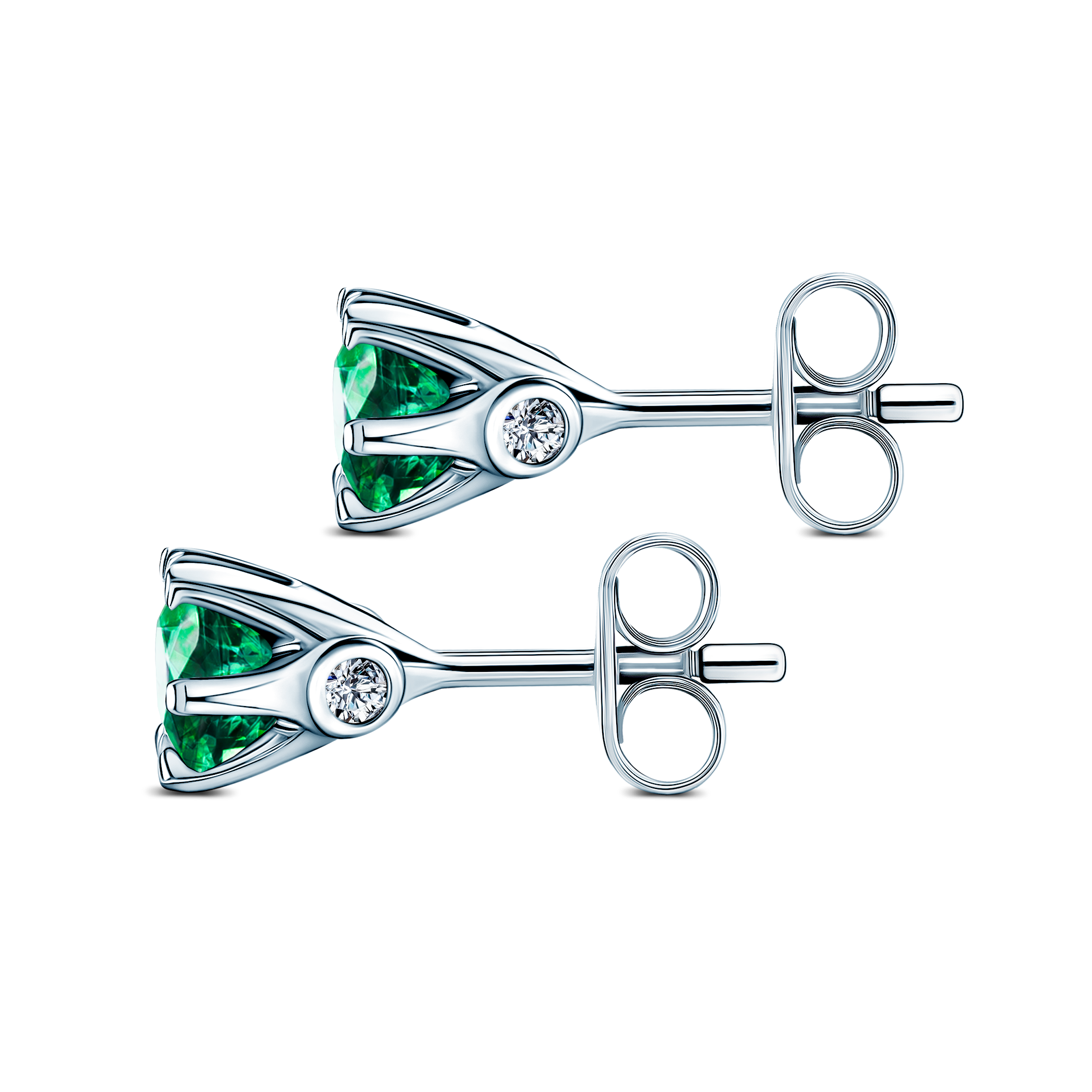 Kolczyki The Journey: białe złoto, szmaragdy 