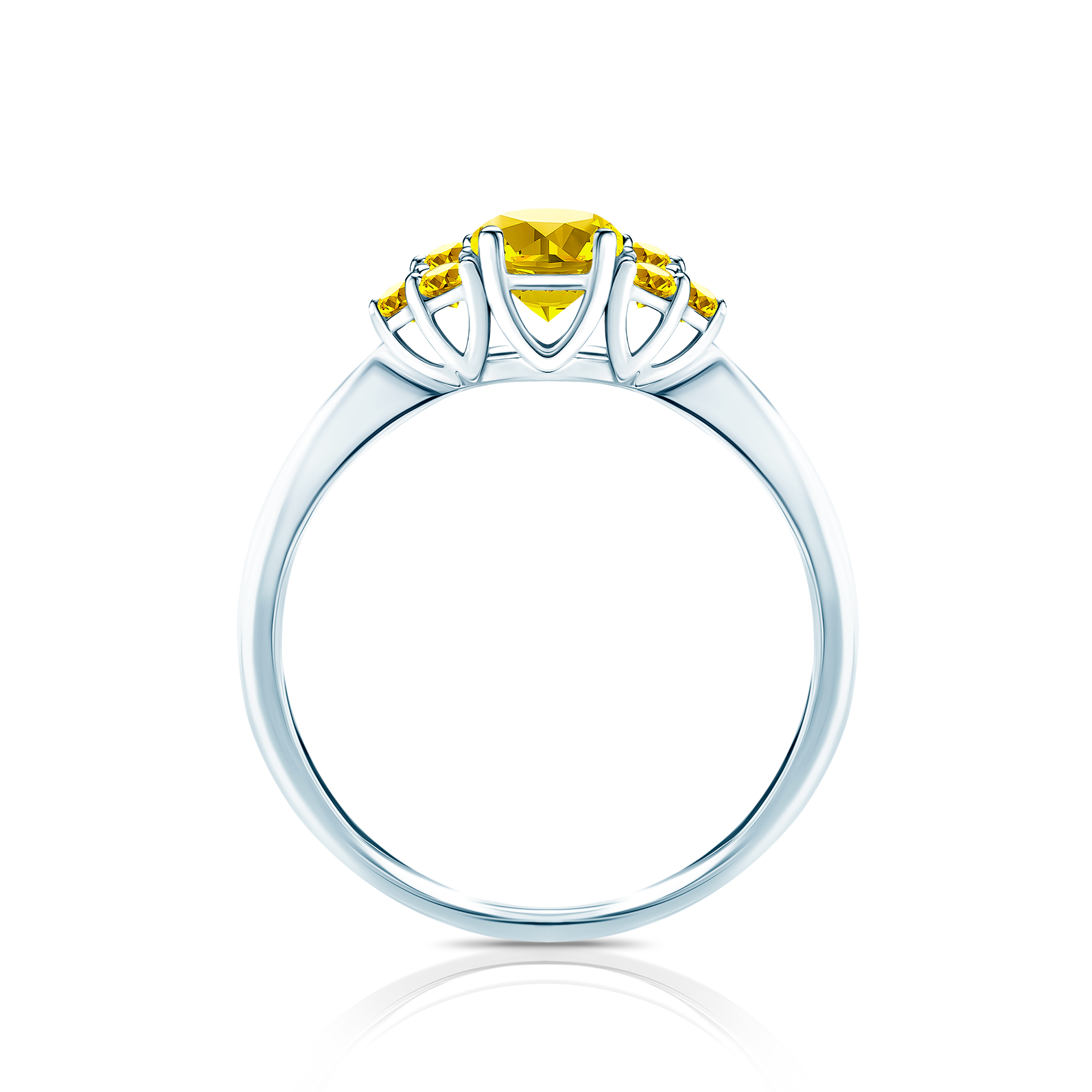 Pierścionek zaręczynowy Fairytale: białe złoto, żółty szafir - 3
