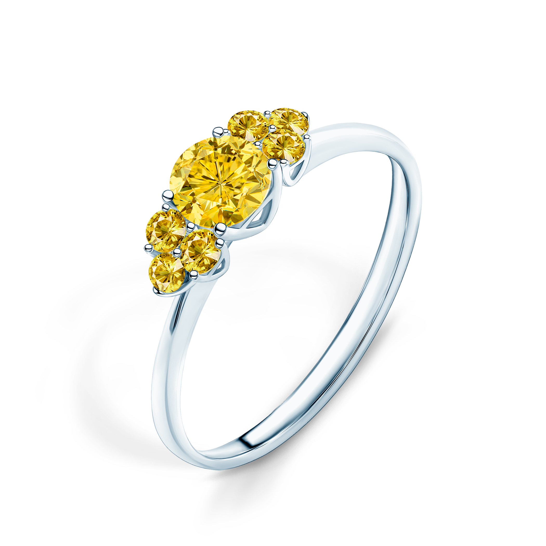 Pierścionek zaręczynowy Fairytale: białe złoto, żółty szafir - 4