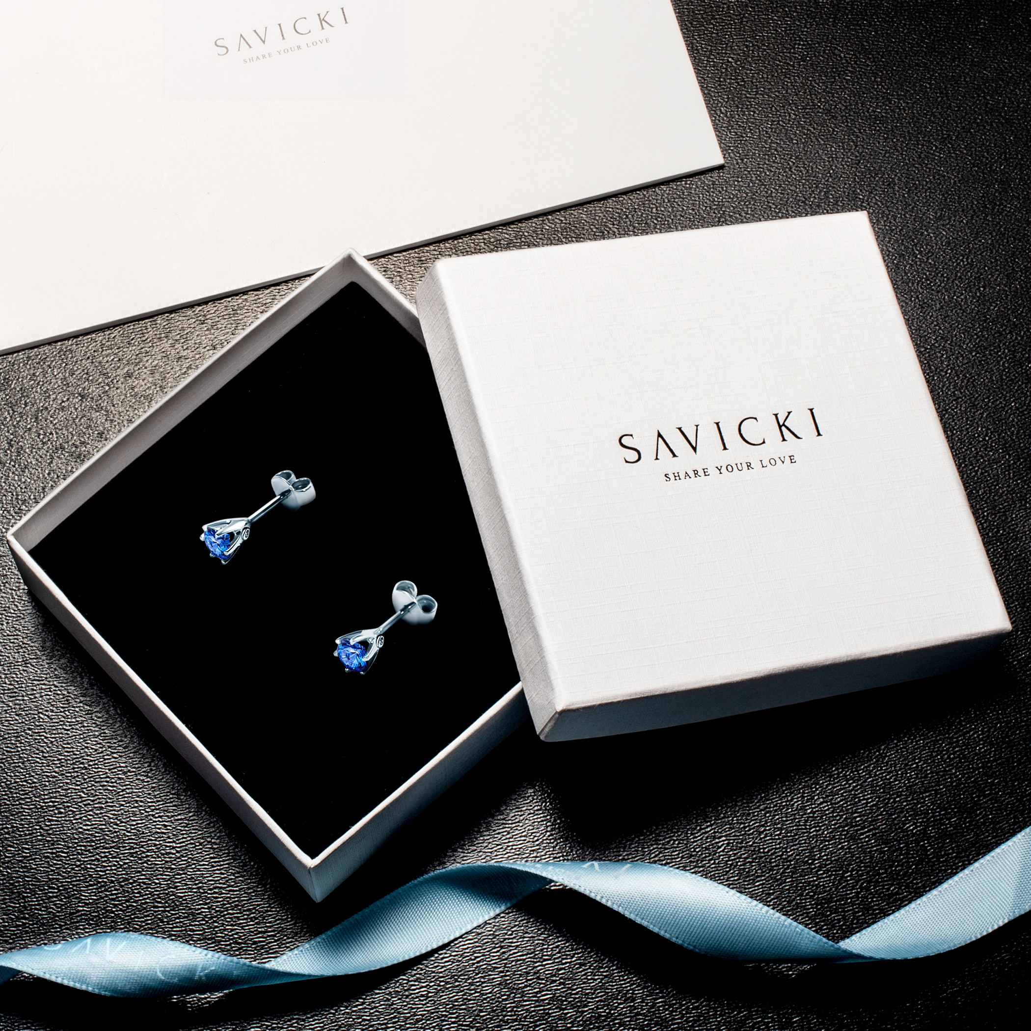 Kolczyki The Journey: białe złoto, szafiry  - 7