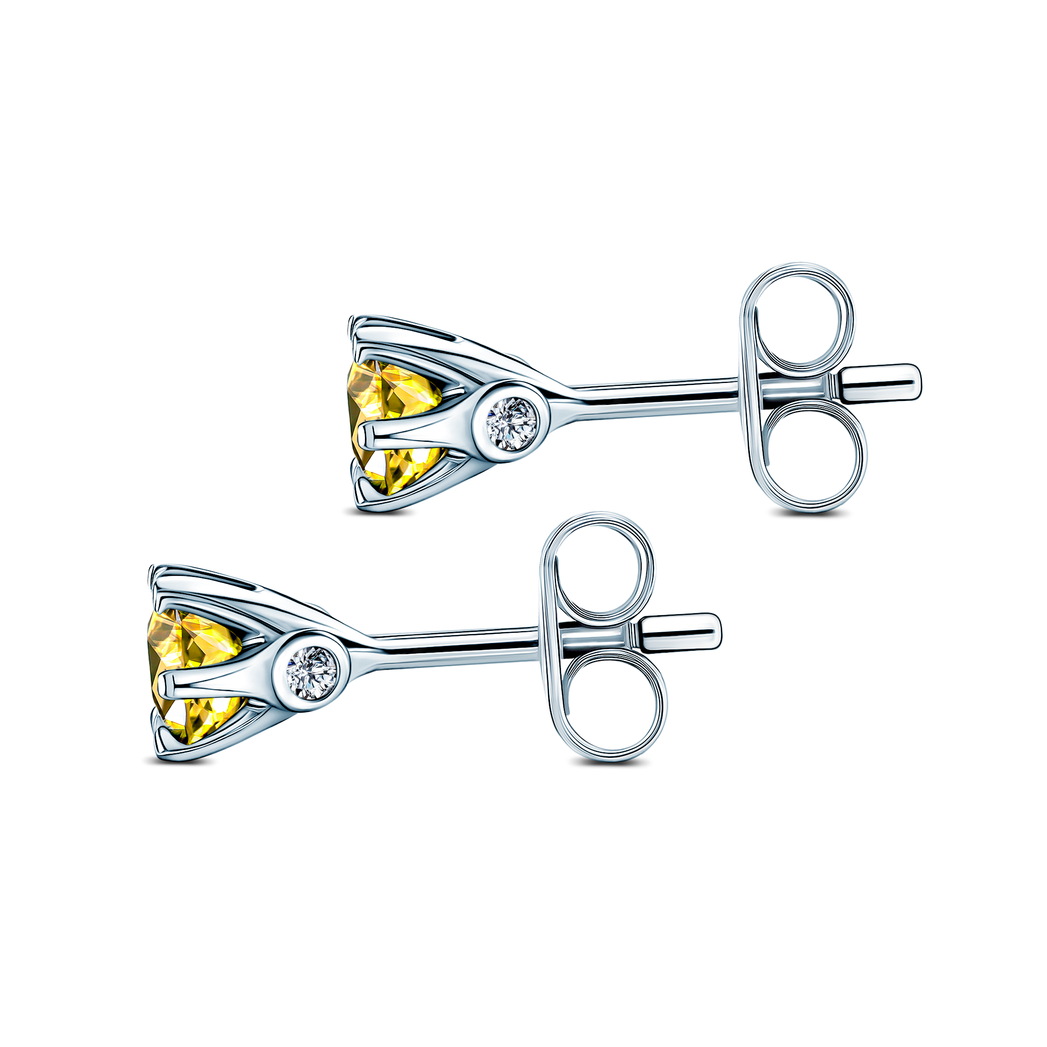 Kolczyki The Journey: białe złoto, żółte szafiry