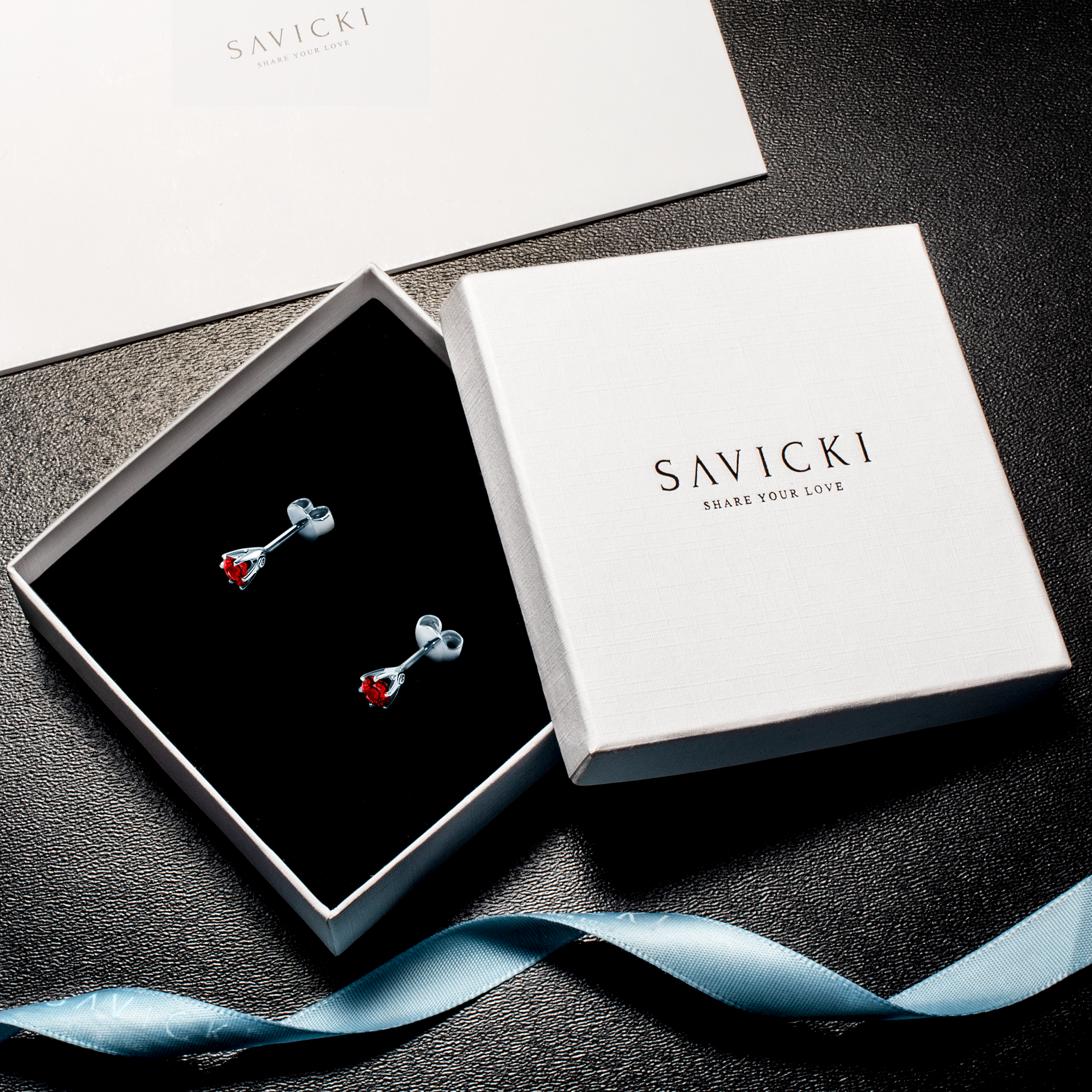 Kolczyki The Journey: białe złoto, rubiny  - 7