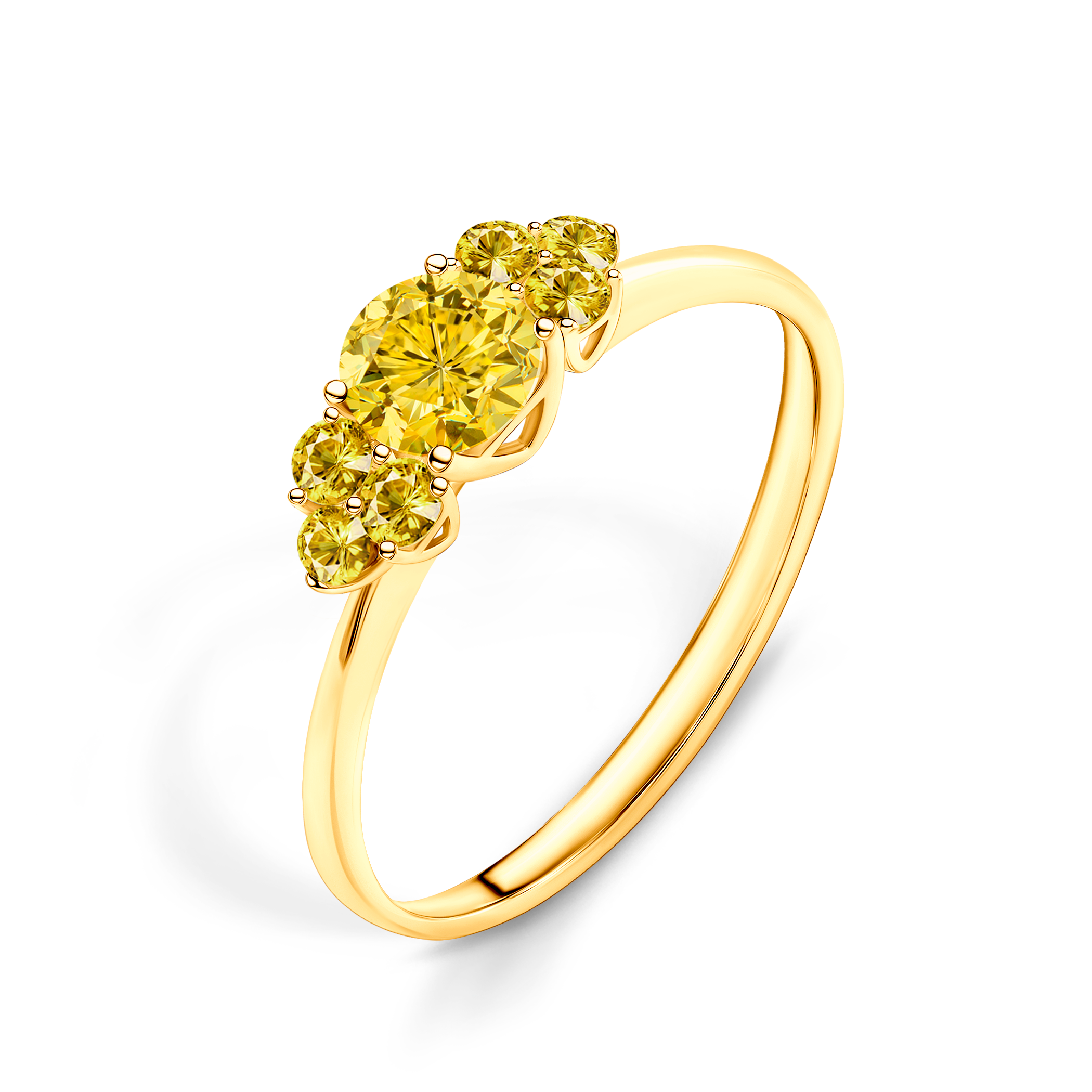 Pierścionek zaręczynowy Fairytale: złoty, żółty szafir - 4