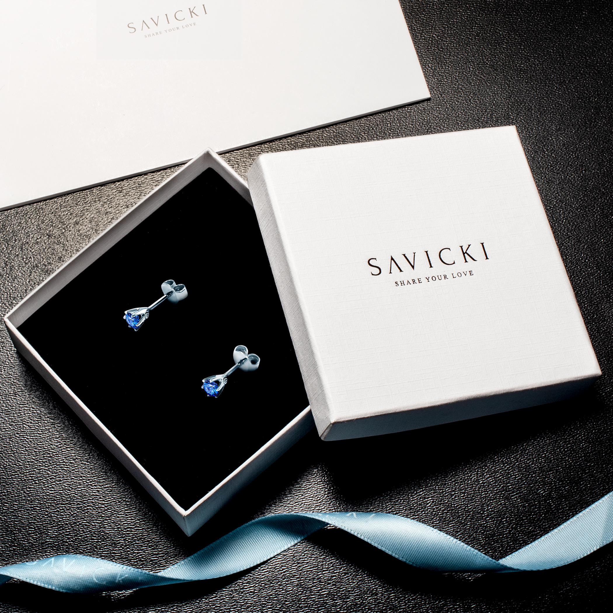 Kolczyki The Journey: białe złoto, niebieskie szafiry  - 7