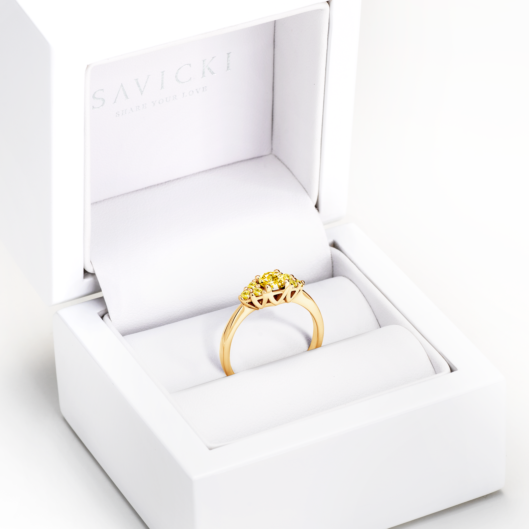 Pierścionek zaręczynowy Fairytale: złoty, żółty szafir - 7