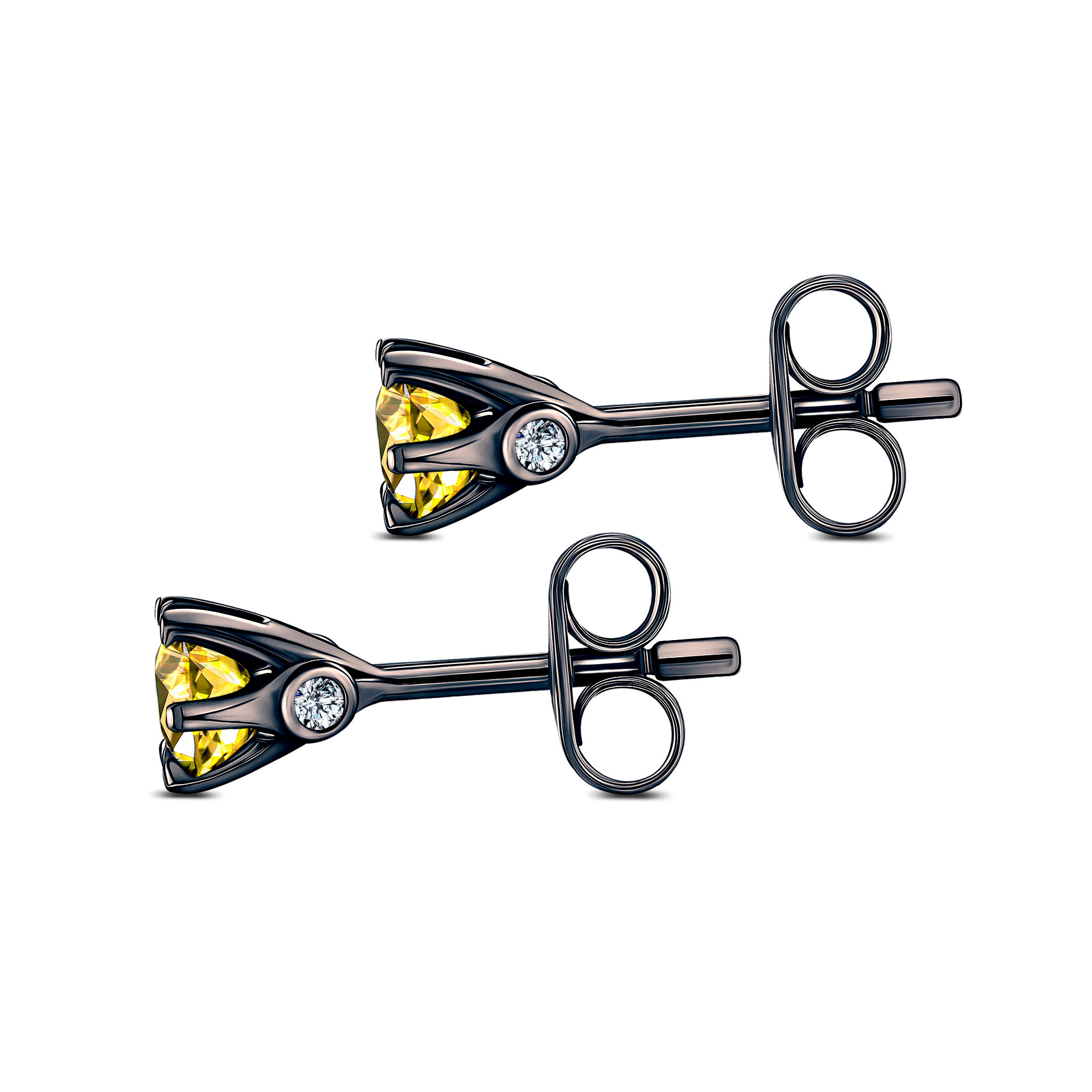 Kolczyki The Journey: czarne złoto, żółte szafiry