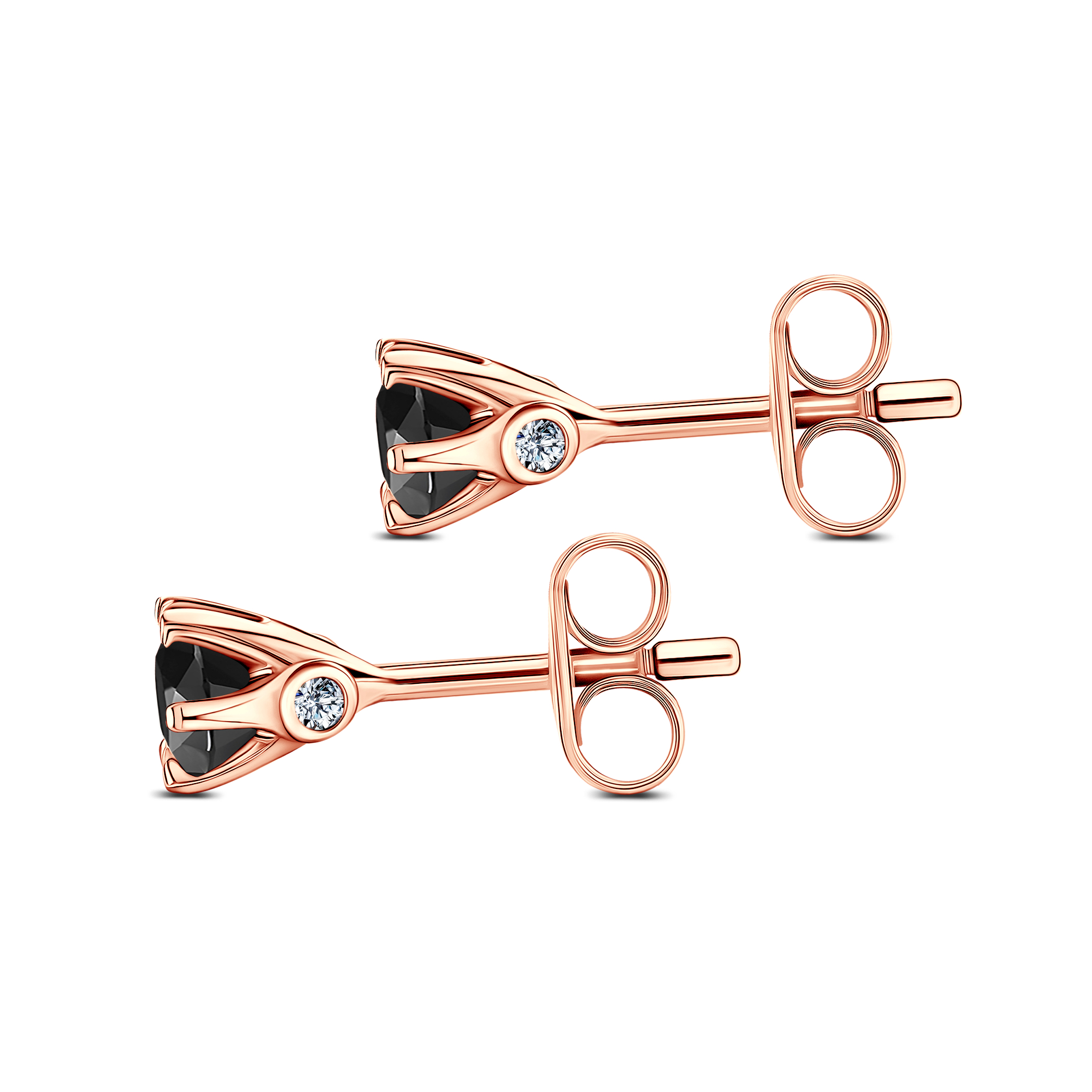 Kolczyki The Journey: różowe złoto, czarne diamenty