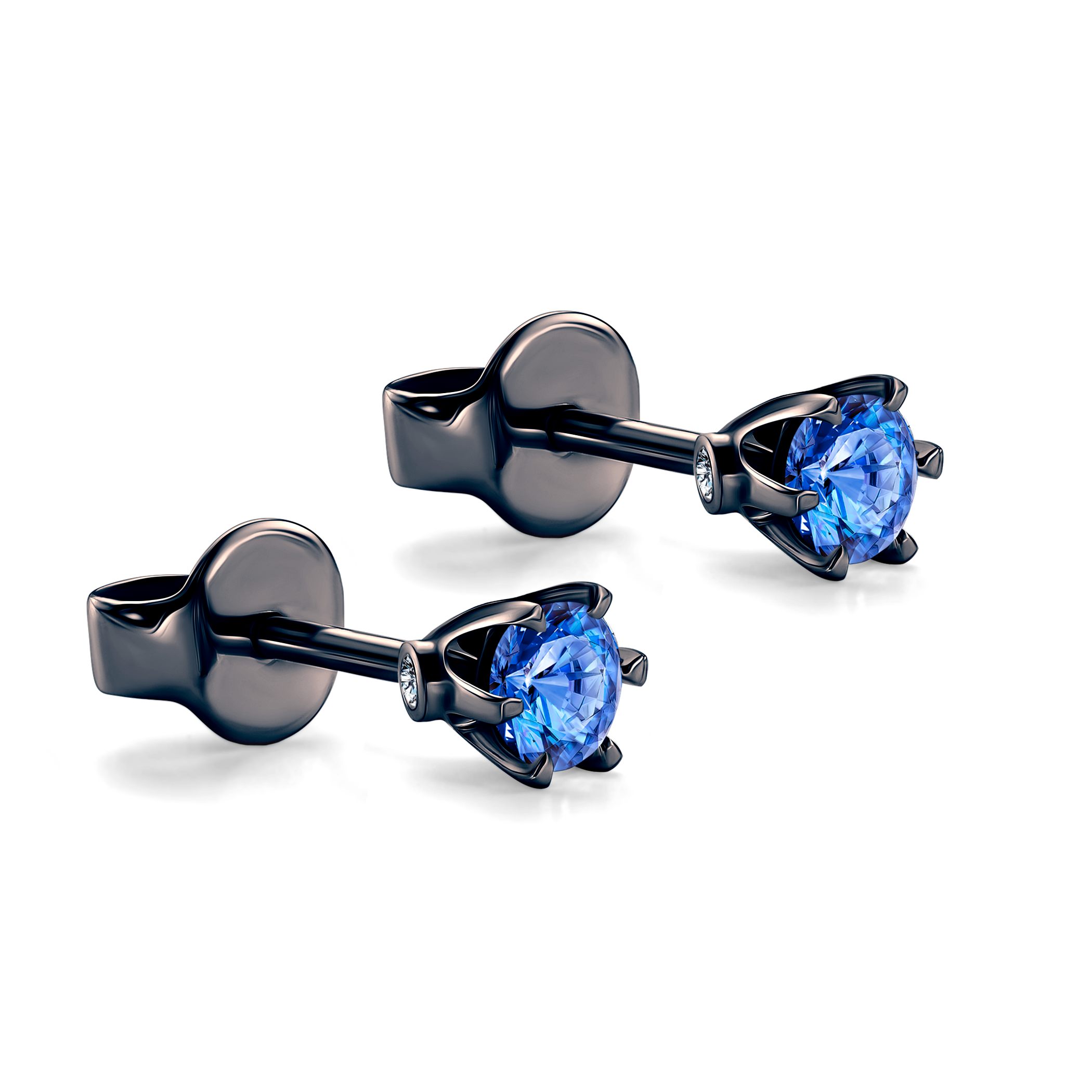 Kolczyki The Journey: czarne złoto, niebieskie szafiry - 4