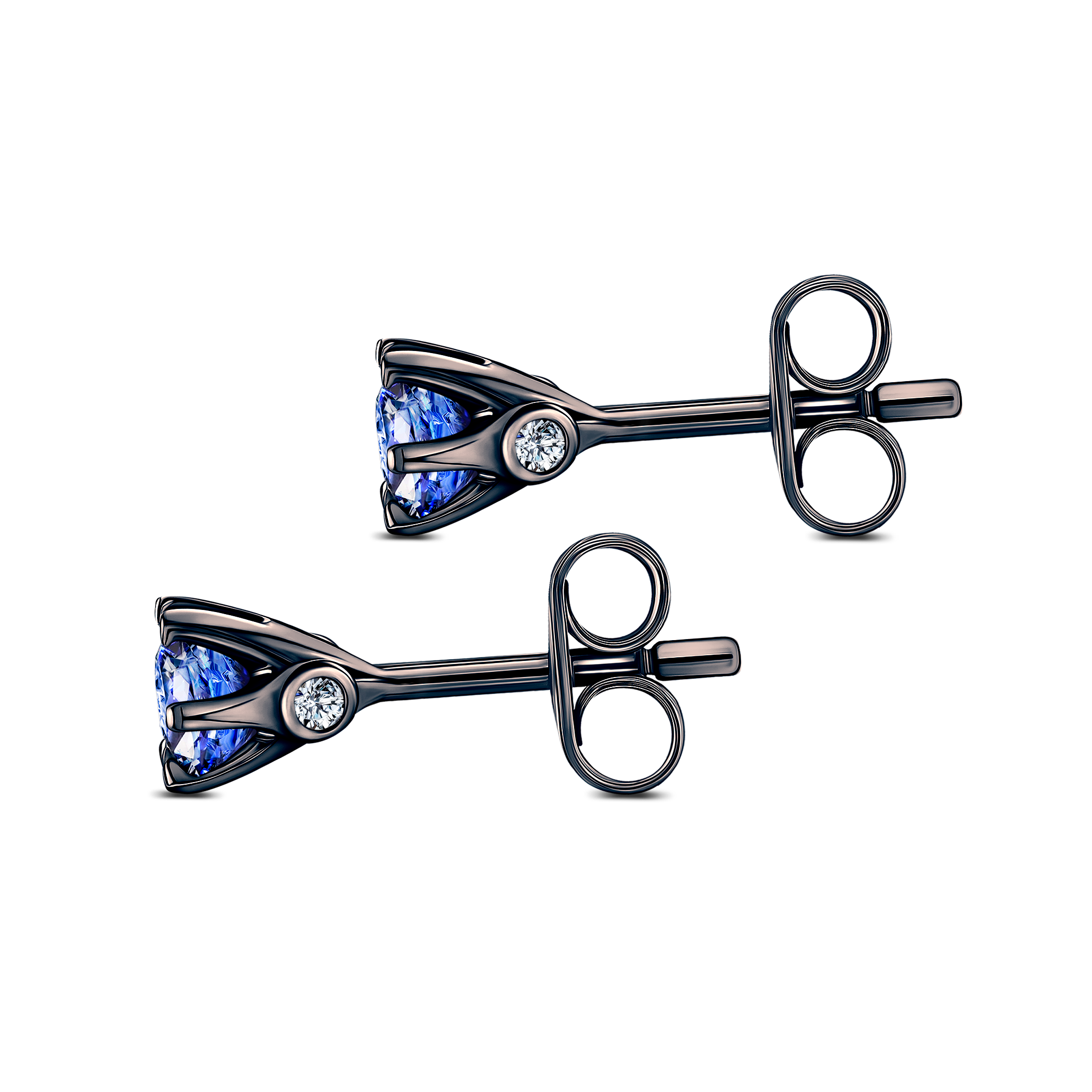 Kolczyki The Journey: czarne złoto, niebieskie szafiry - 5