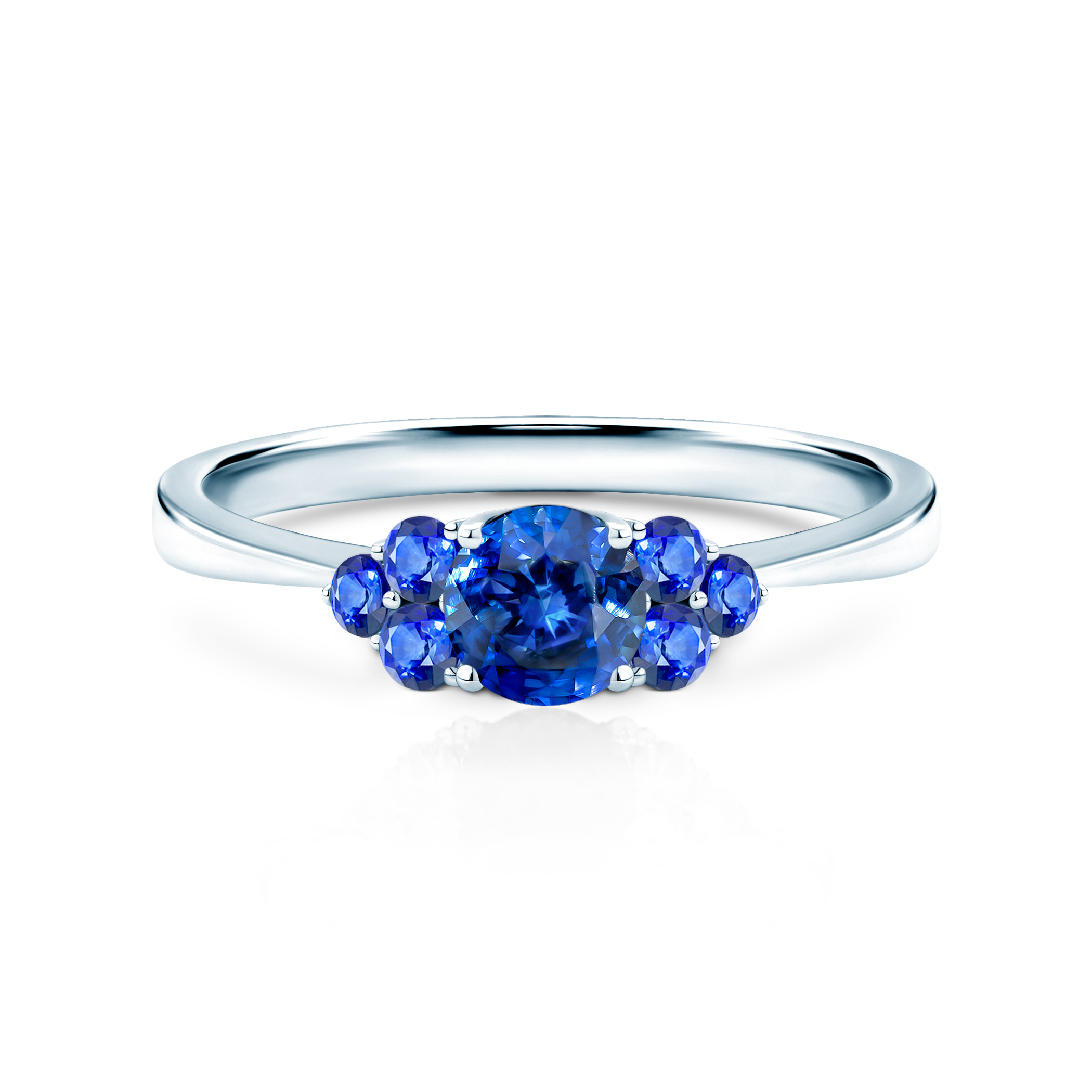 Zásnubní prsten Fairytale: bílé zlato, modré safíry