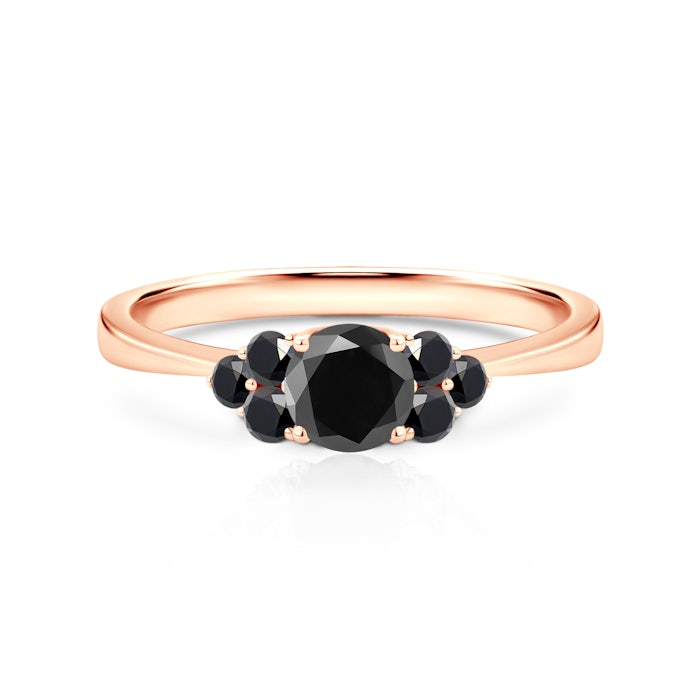 Fairytale Collection | Side-Stone Engagement Ring: rose gold, black diamond