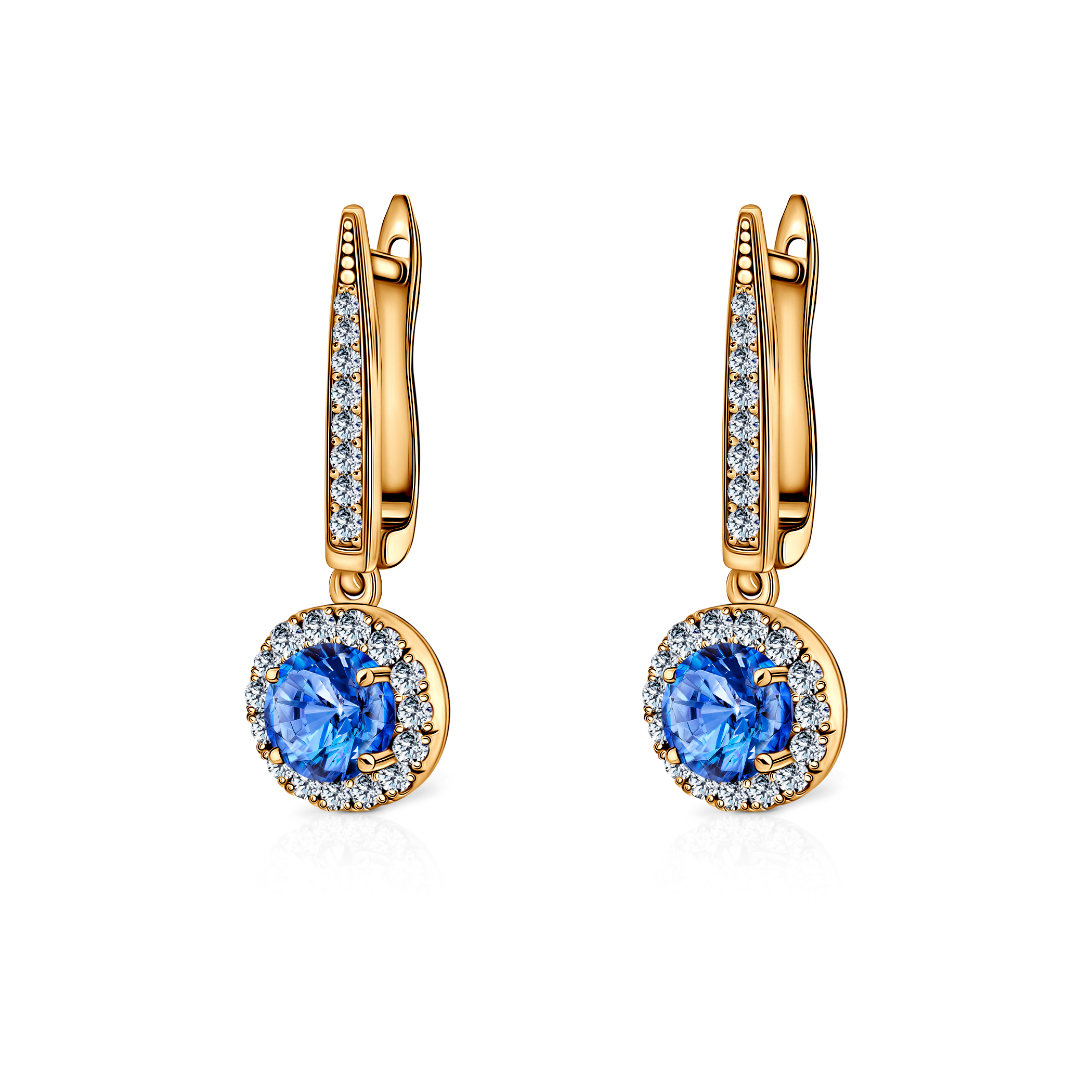 This is Love earrings: gold, blue sapphires, diamonds - 3