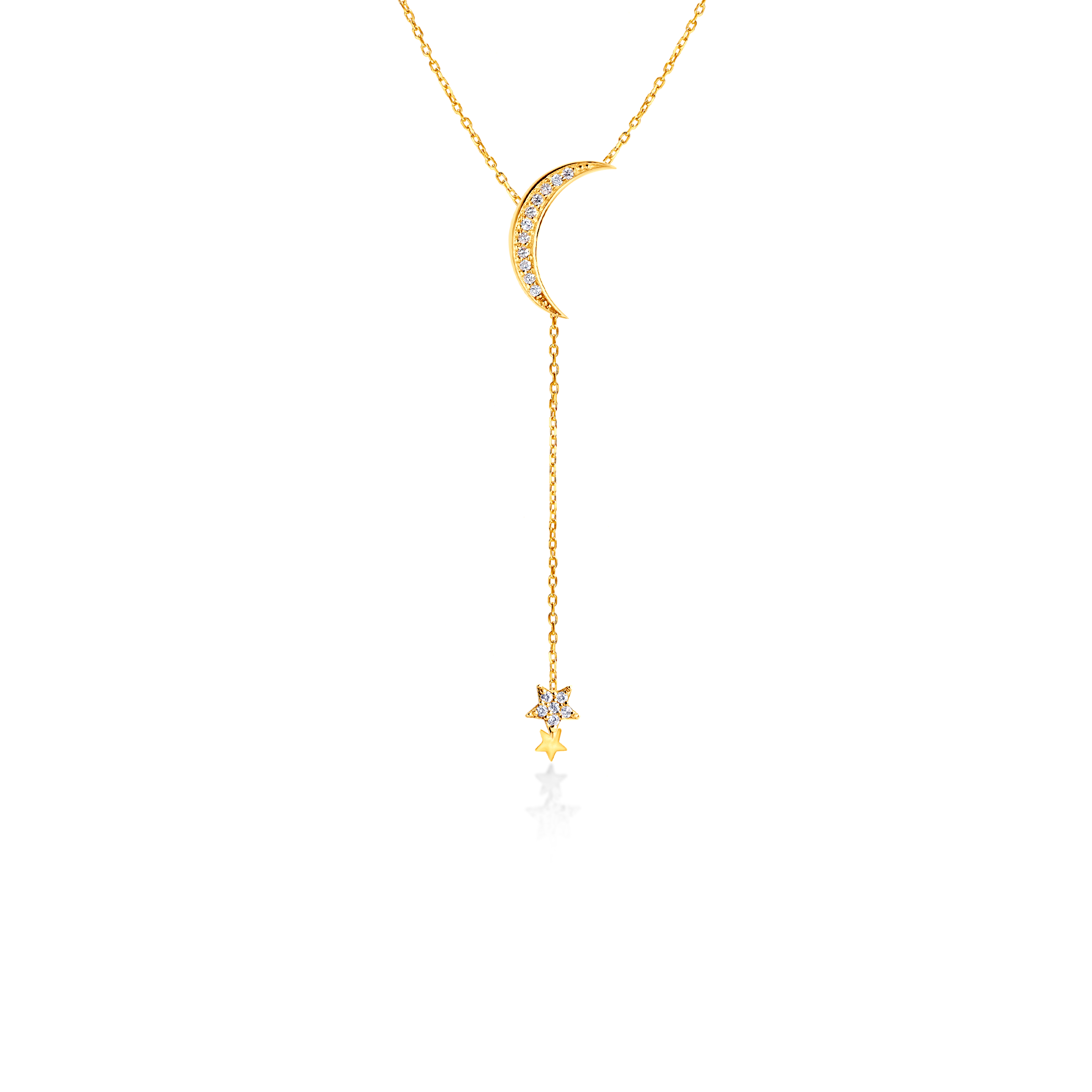 Naszyjnik księżyc, gwiazdki Savicki: złoty, diamenty