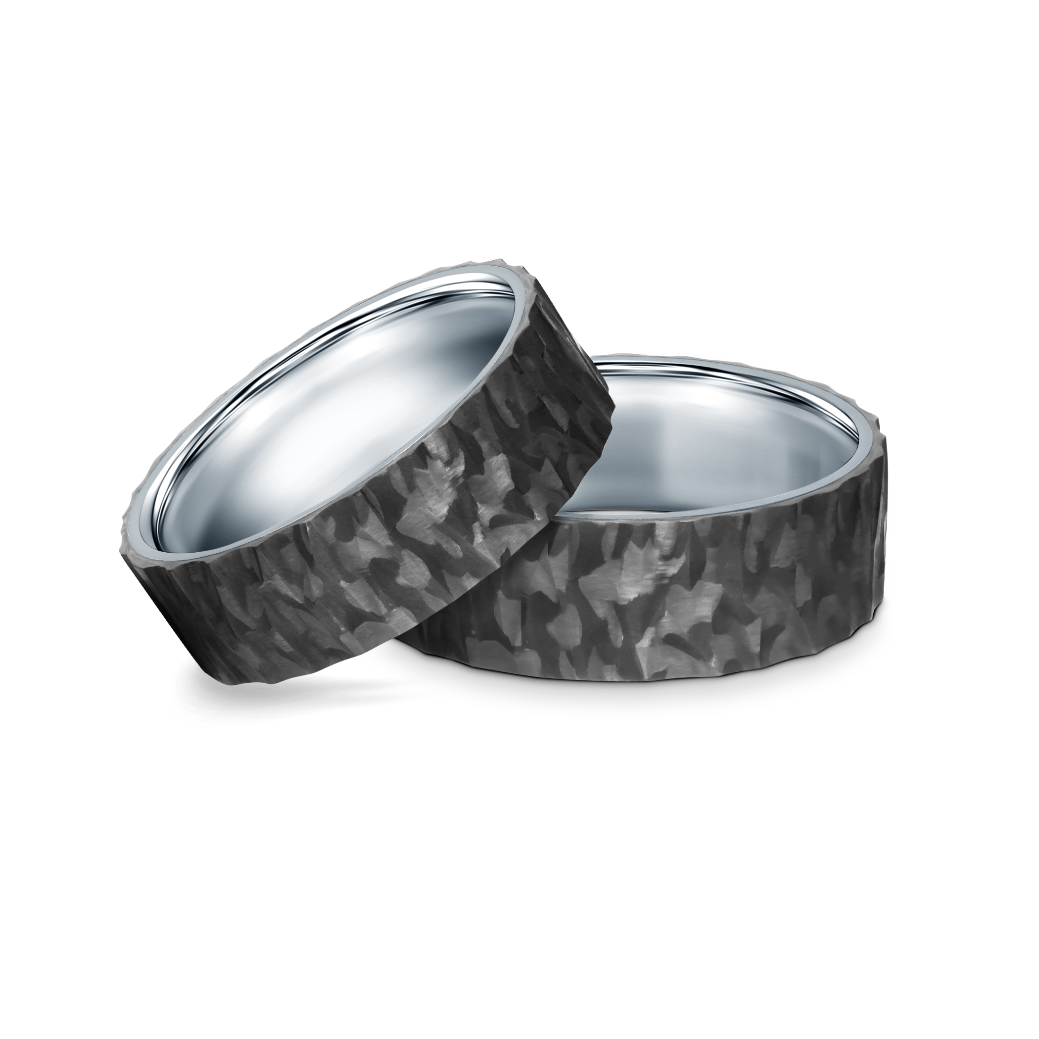 Wedding rings: carbon, titanium, flat, 6 mm
