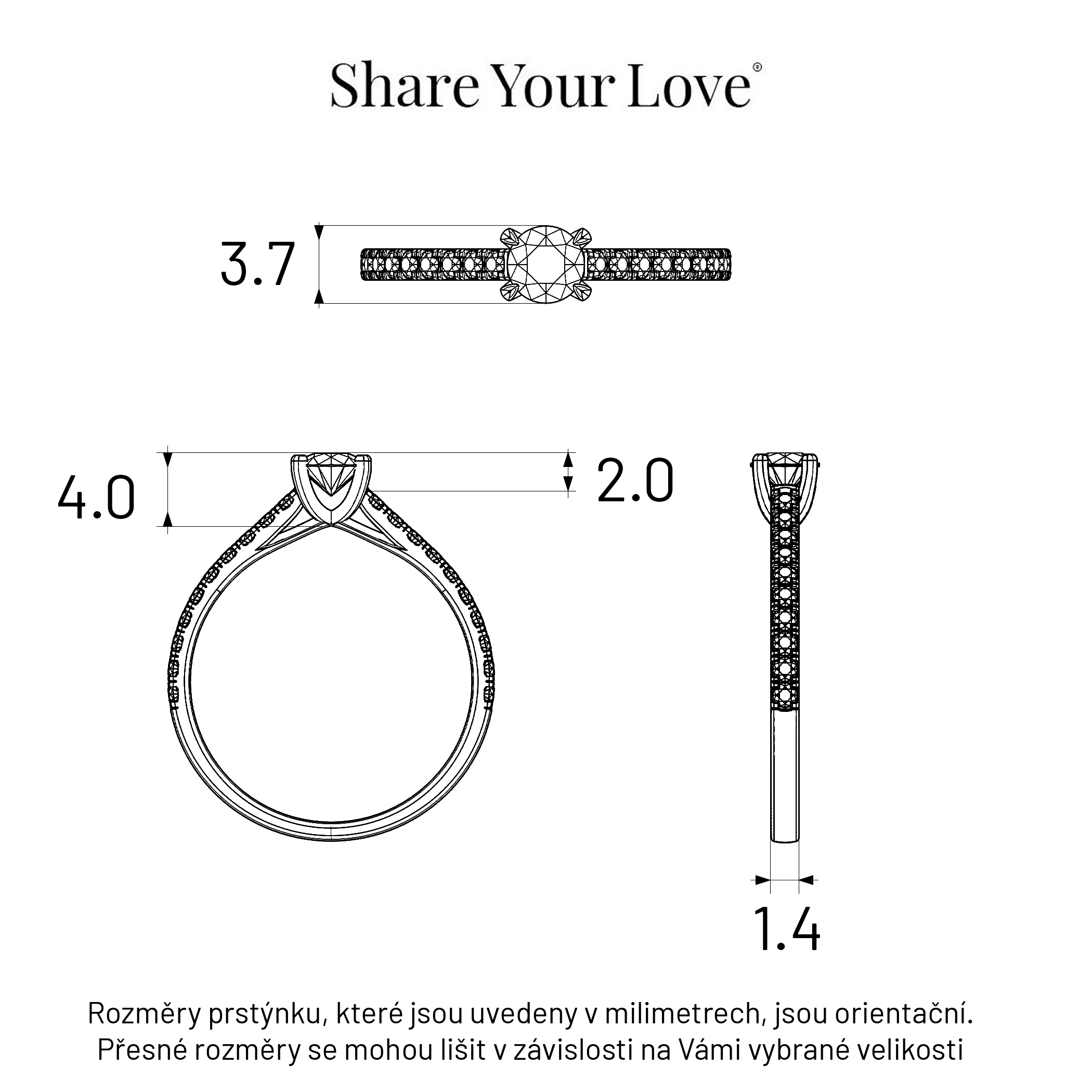 Pierścionek zaręczynowy Share Your Love: złoty, diament