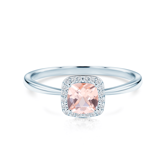 Zásnubní prsten SAVICKI: bílé zlato, morganit, diamanty