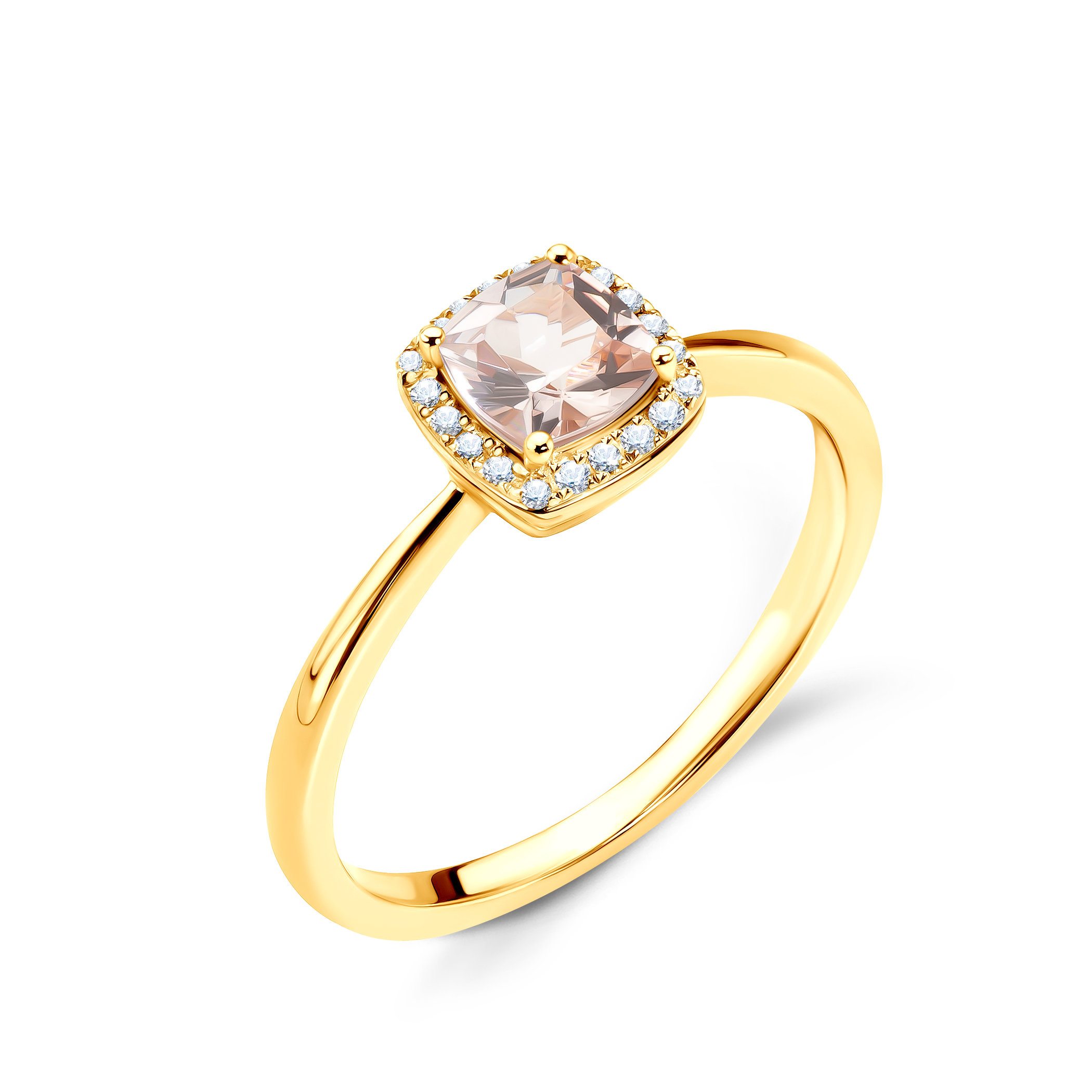 Pierścionek zaręczynowy SAVICKI: złoty, morganit, diamenty - 4