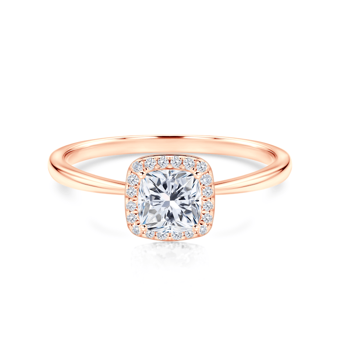 Pierścionek zaręczynowy SAVICKI: różowe złoto, diamenty