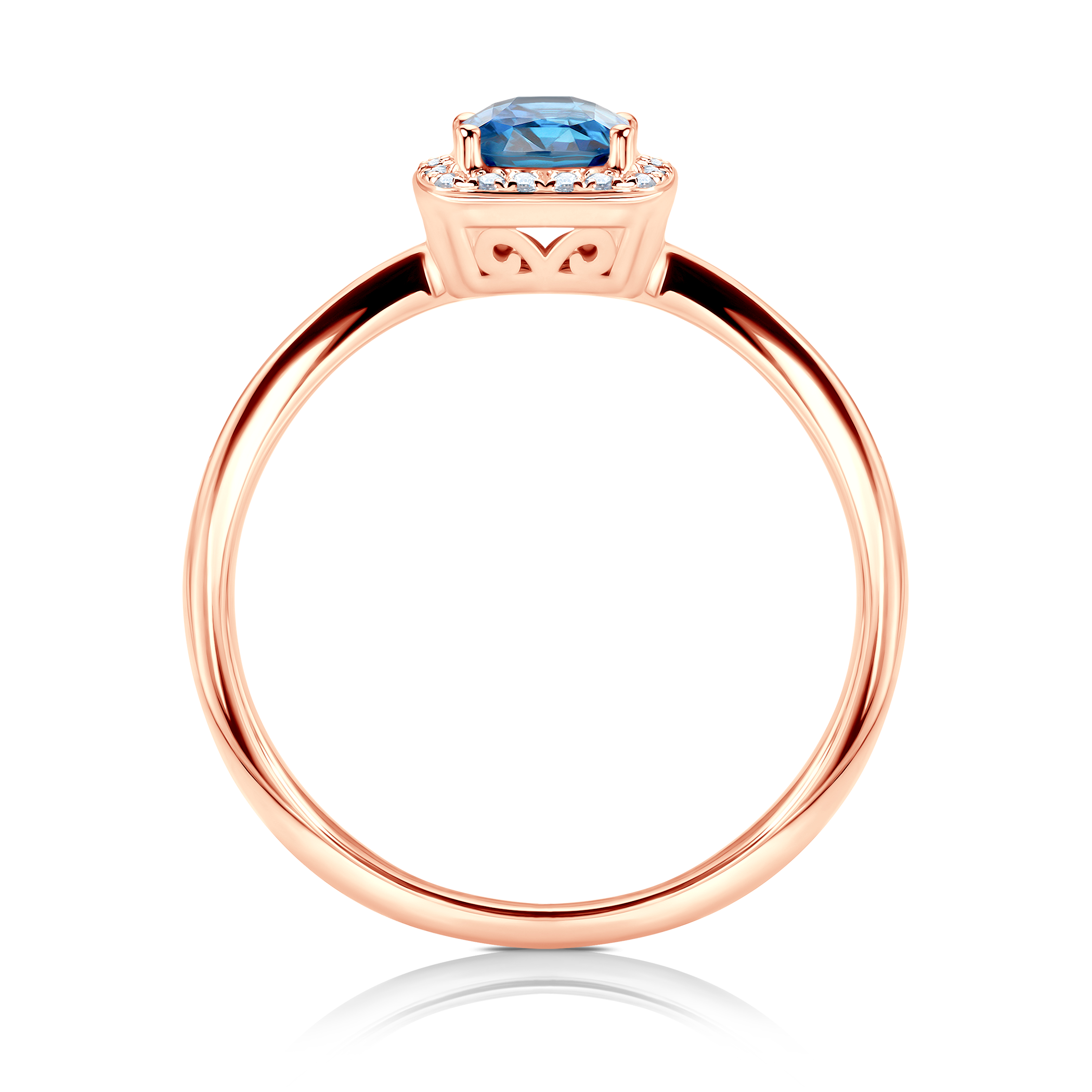 Verlobungsring Savicki: Roségold, Blauer Saphir, Diamanten - 3
