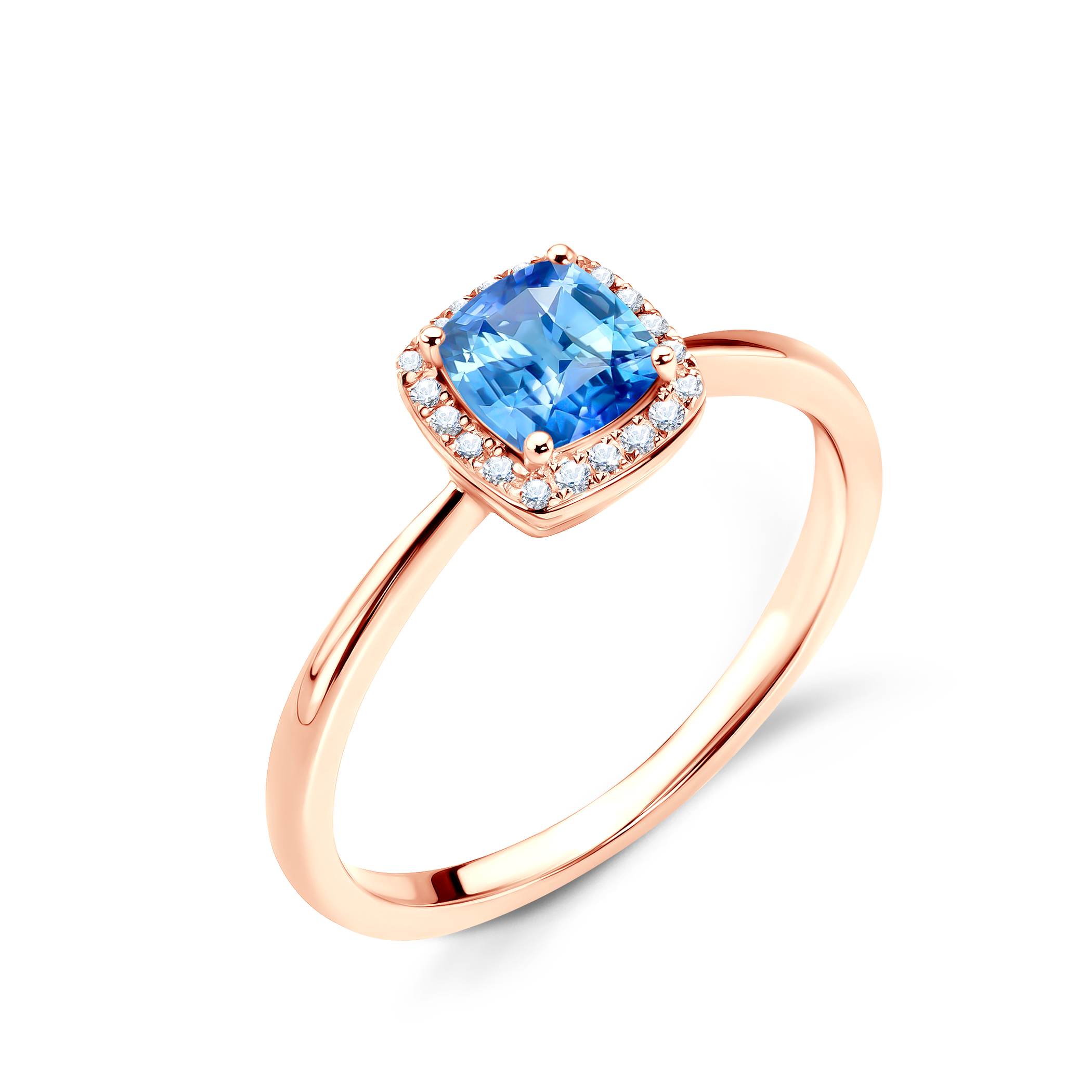 Verlobungsring Savicki: Roségold, Blauer Saphir, Diamanten - 4