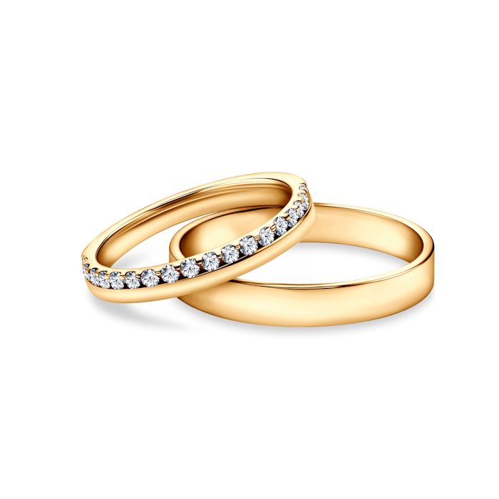 Dream Collection | Wedding Rings: gold, white sapphire, classic, 3 mm