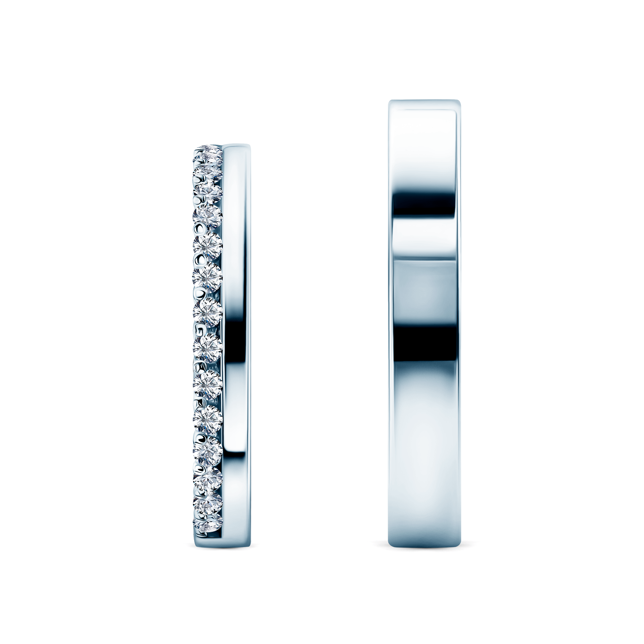 Eheringe Dream: Weißgold, Weißer Saphir, Flach, 3 mm