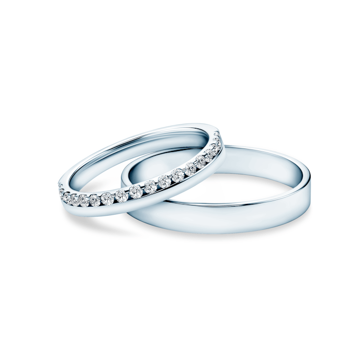 Dream Collection | Wedding Rings: white gold, diamonds, classic, 3 mm