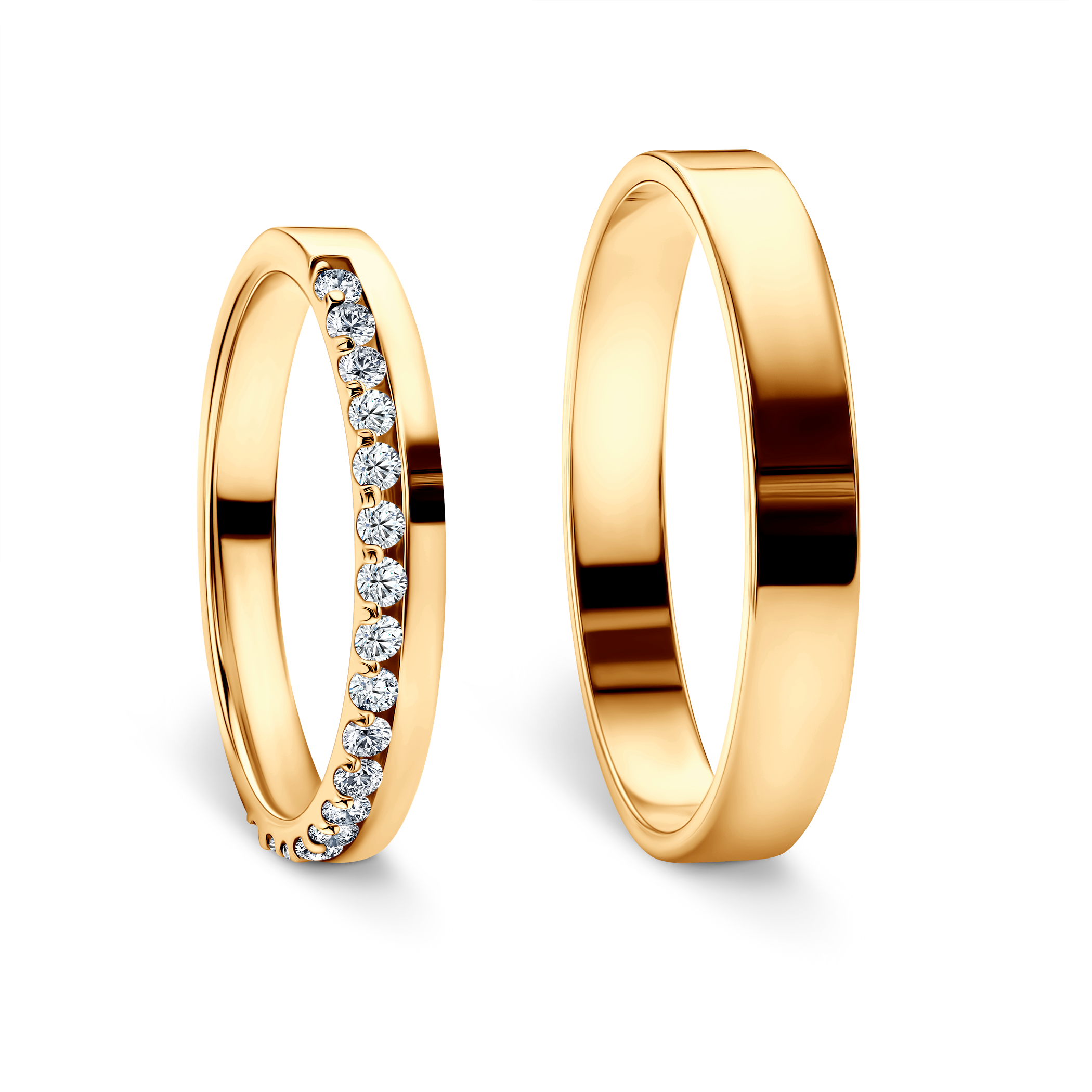 Eheringe Dream: Gold, Diamanten, Flach, 3 mm