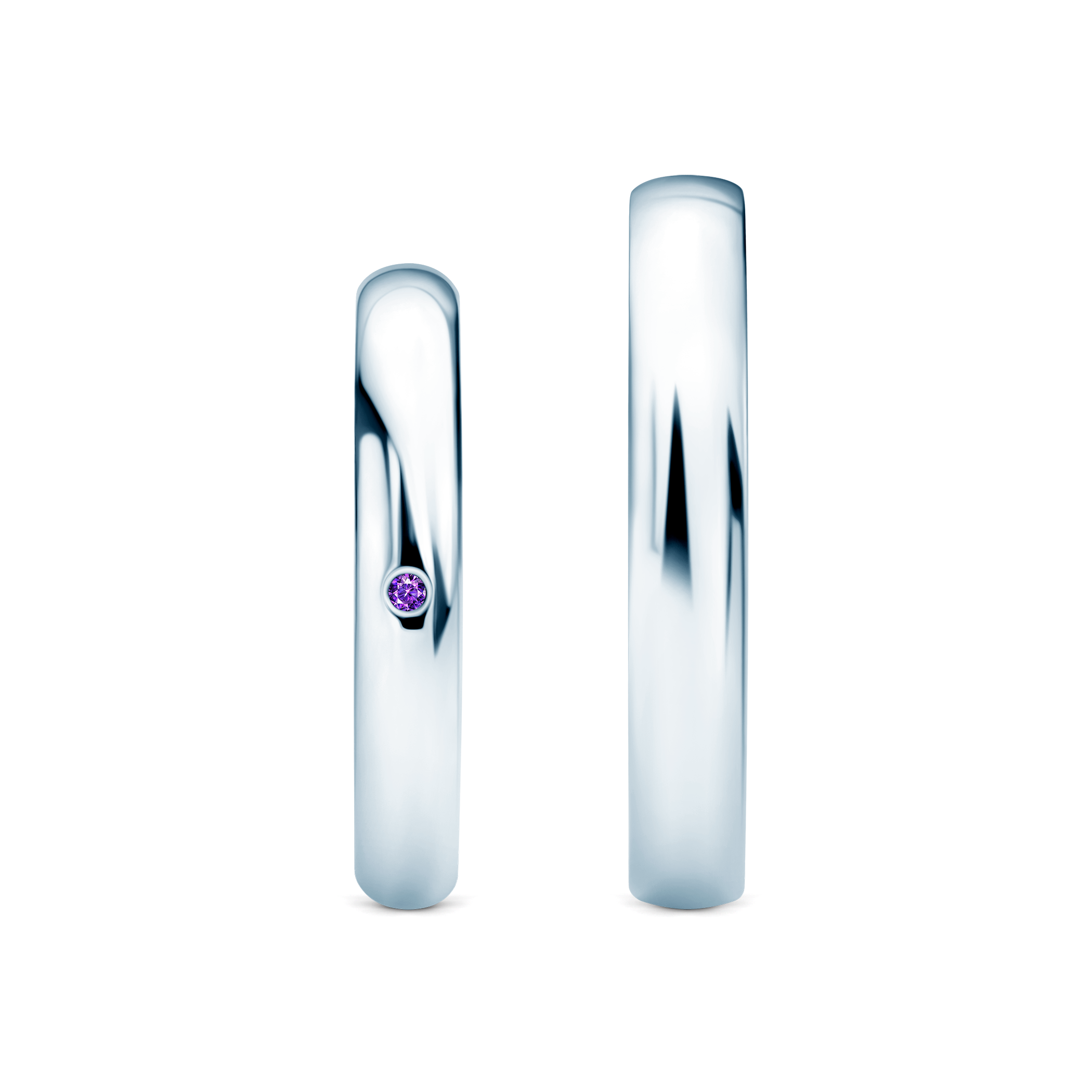 Eheringe Fairytale: Weißgold, Amethyst, Halbrund, 3 mm und 4 mm