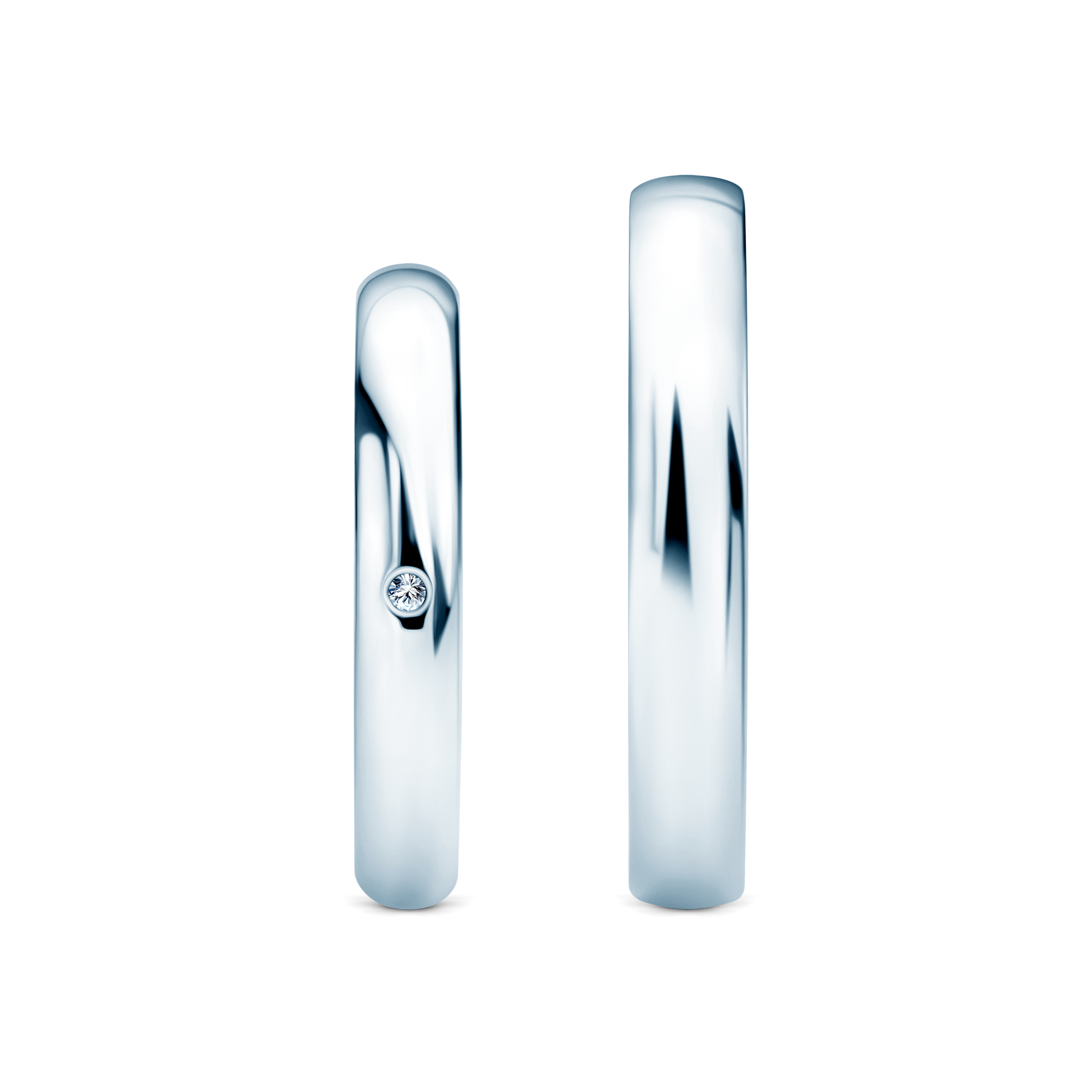 Obrączki Fairytale: białe złoto, biały szafir, półokrągłe, 3 mm i 4 mm - 3