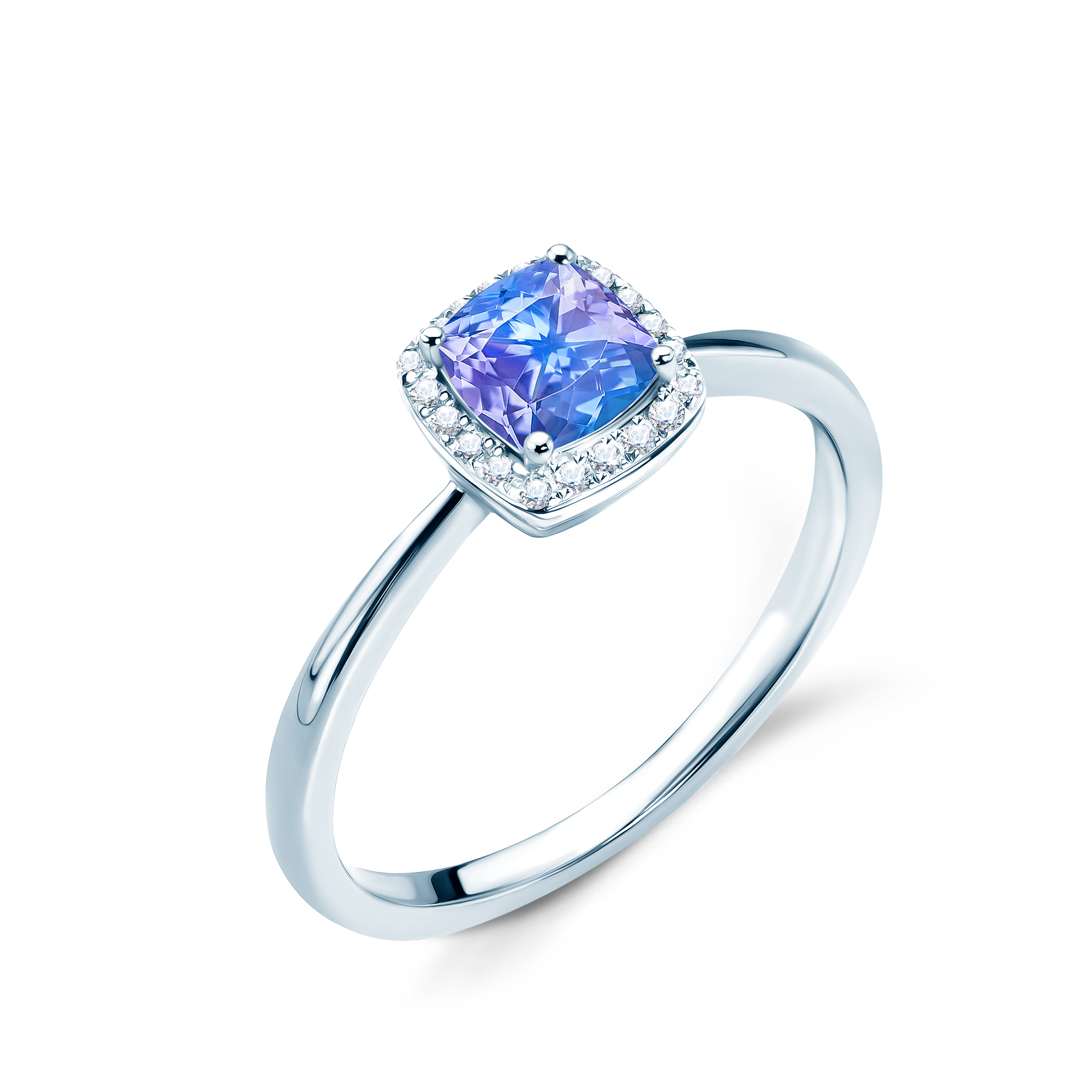 Verlobungsring Savicki: Weißgold, Tansanit , Diamanten