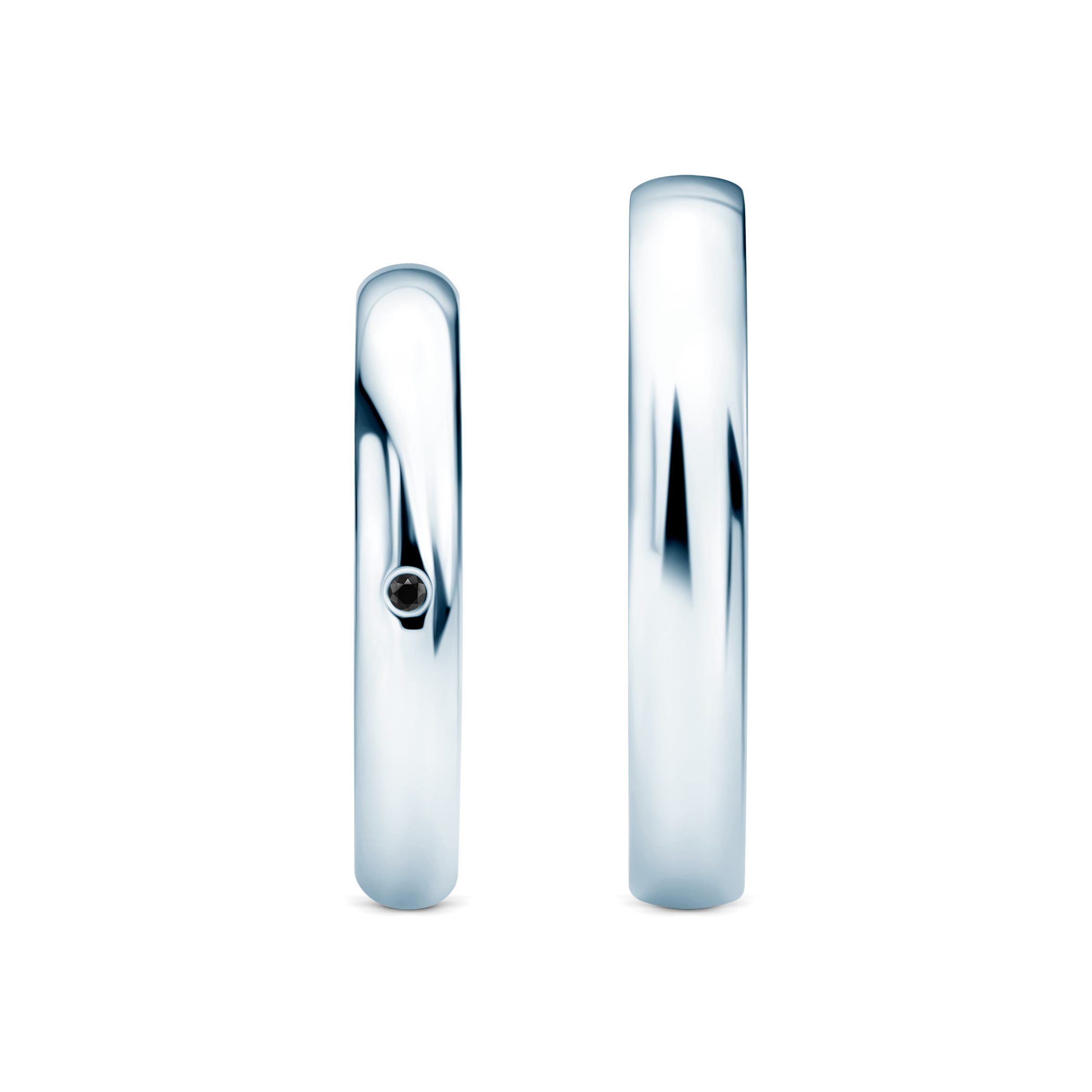 Obrączki Fairytale: białe złoto, czarny diament, półokrągłe, 3 mm i 4 mm - 4