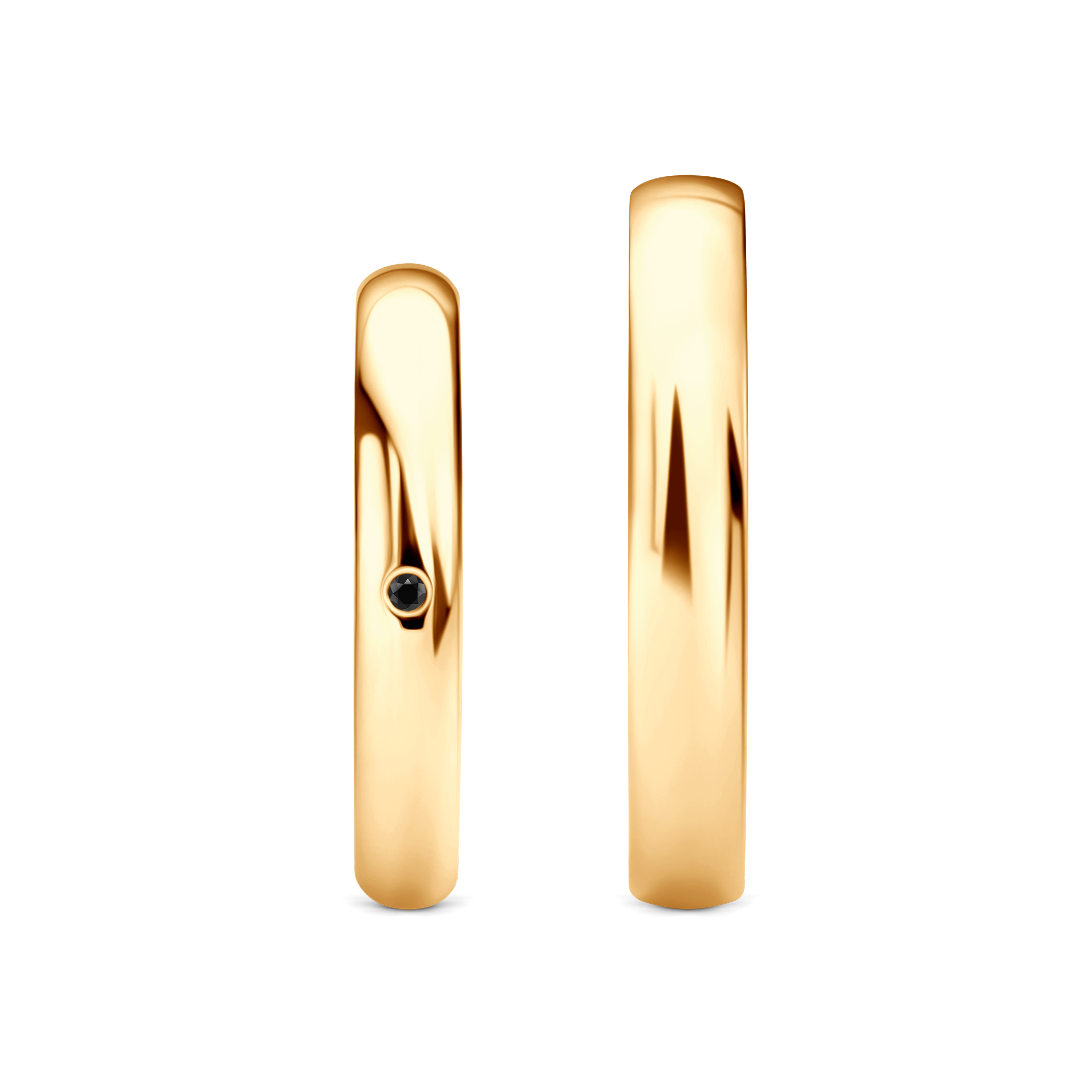 Obrączki Fairytale: złote, czarny diament, półokrągłe, 3 mm i 4 mm