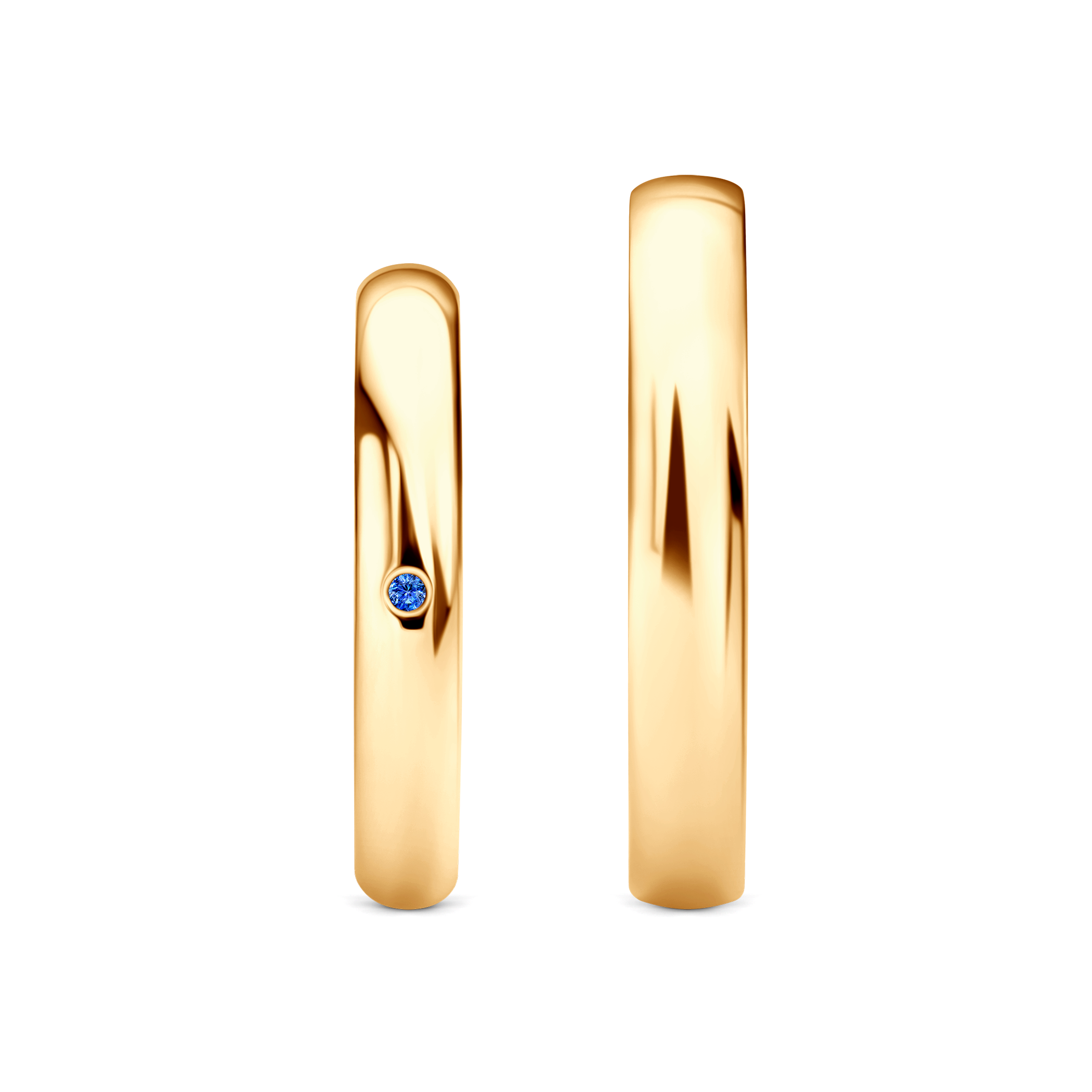 Obrączki Fairytale: złote, niebieski szafir, półokrągłe, 3 mm i 4 mm