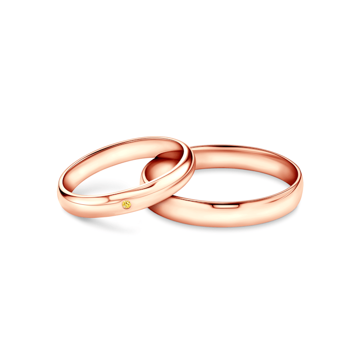 Fairytale Collection | Wedding Rings: rose gold, yellow sapphire, D-Shaped, 3 mm and 4 mm