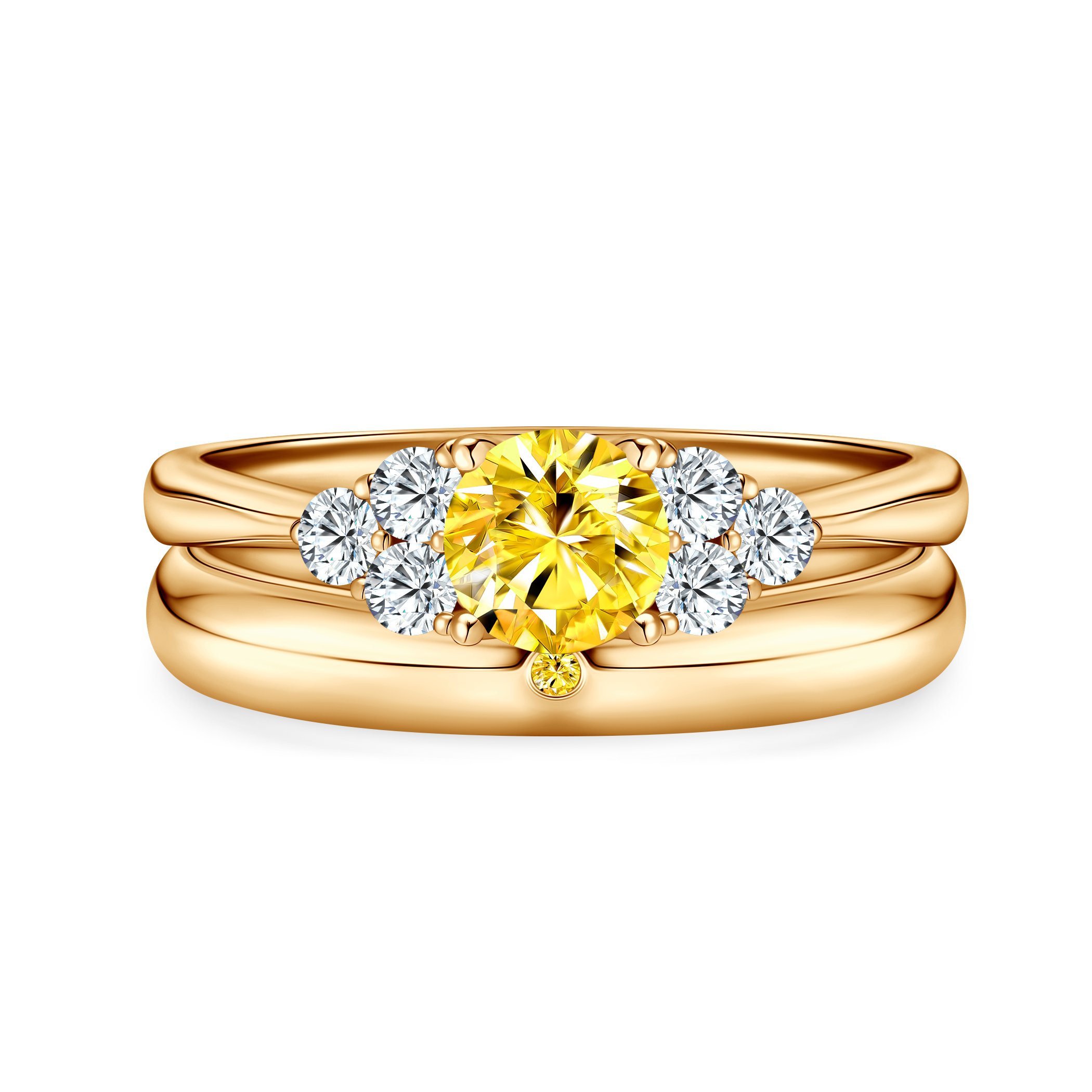 Eheringe Fairytale: Gold, Gelber Saphir, Halbrund, 3 mm und 4 mm