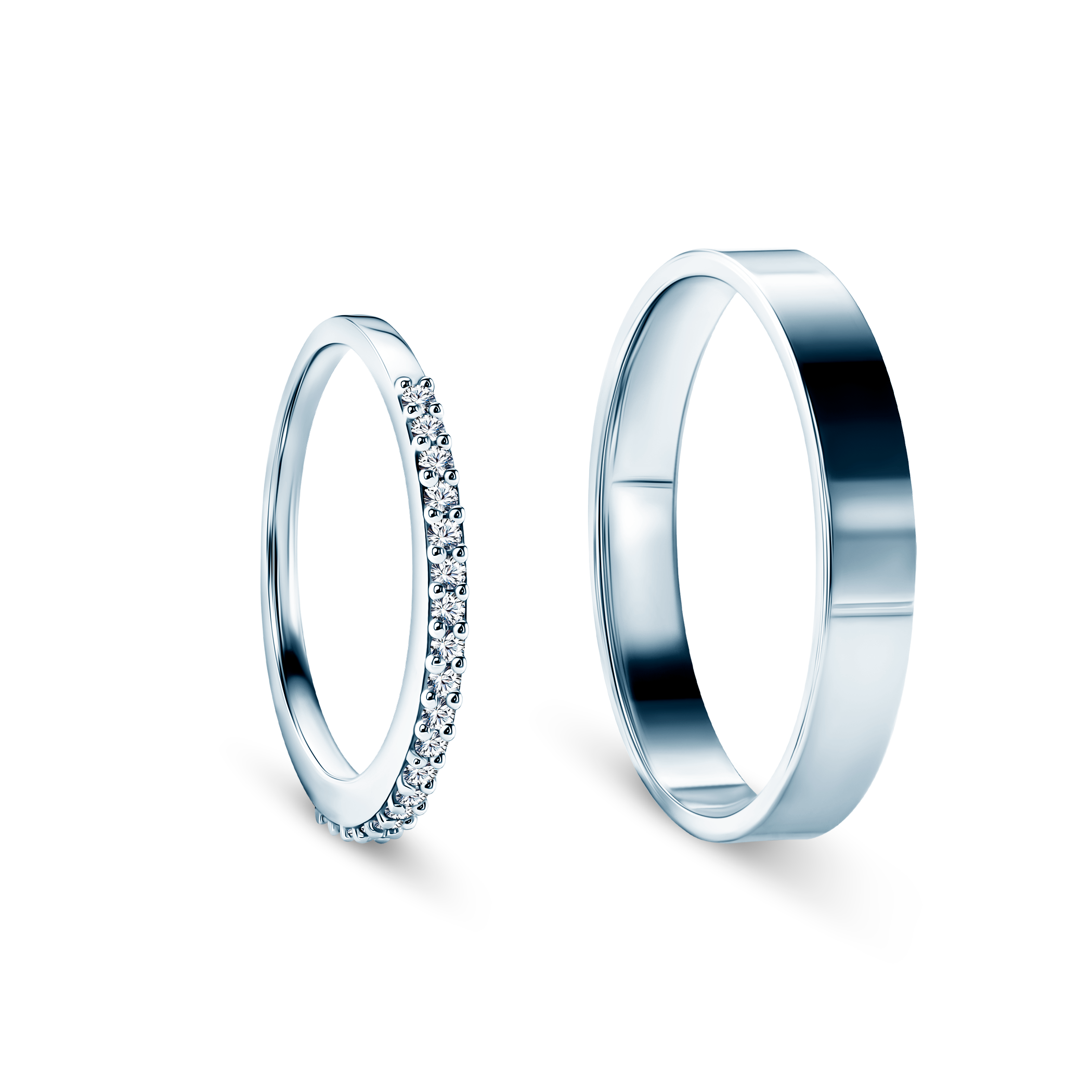 Eheringe Share Your Love: Weißgold, Weißer Saphir, Flach, 1,5 mm und 3 mm - 3