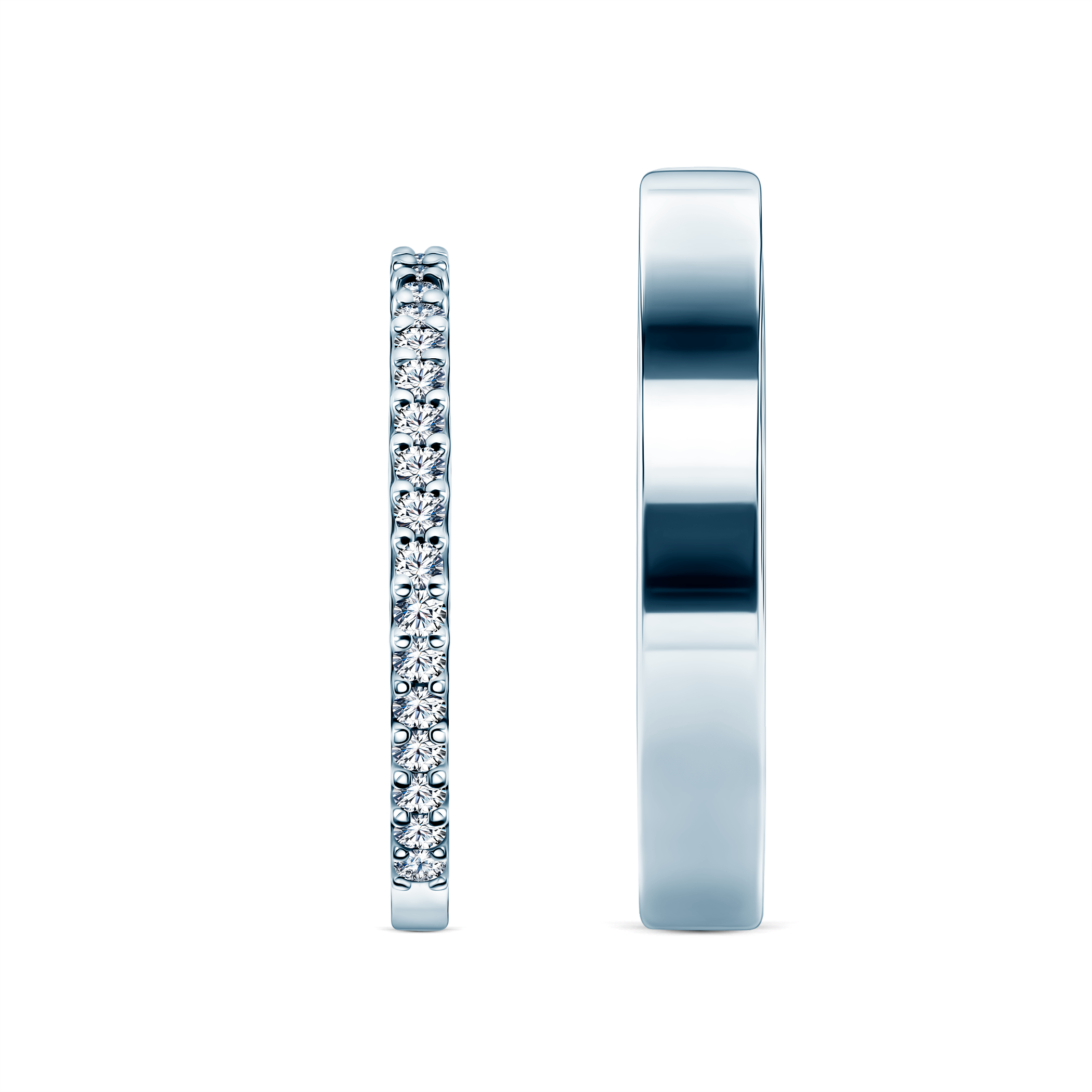 Eheringe Share Your Love: Weißgold, Weißer Saphir, Flach, 1,5 mm und 3 mm - 4