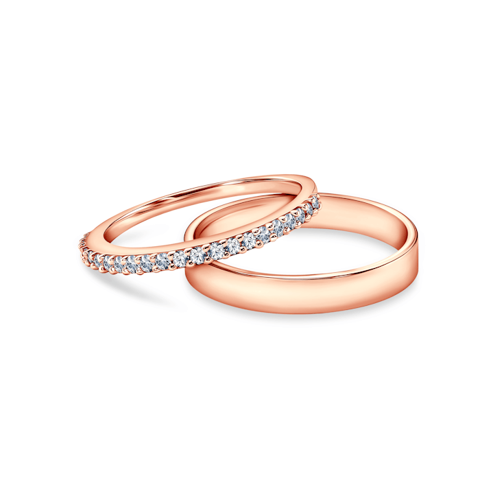 Share Your Love Collection | Wedding Rings: rose gold, white sapphire, classic, 1,5 mm and 3 mm