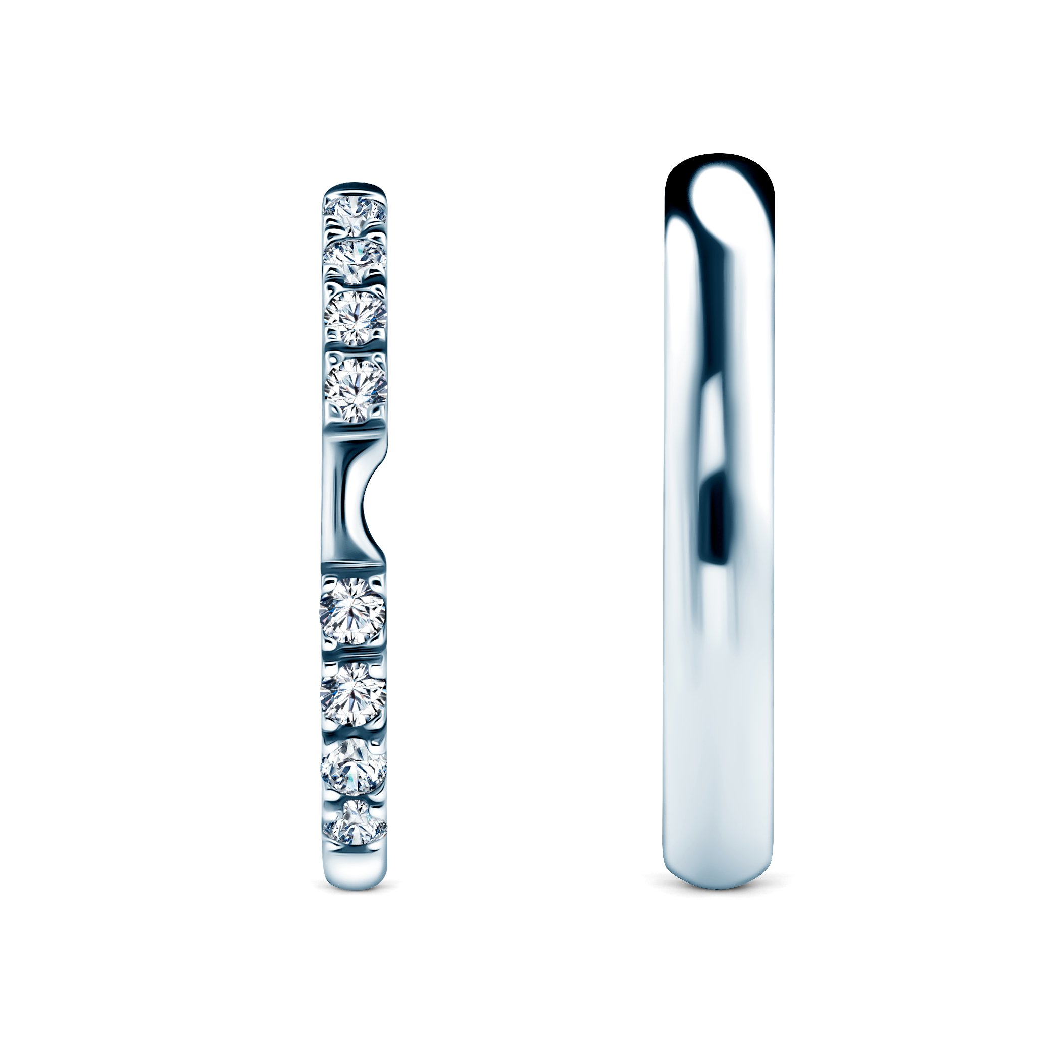 Obrączki The Journey: białe złoto, biały szafir, półokrągłe, 2 mm i 3 mm