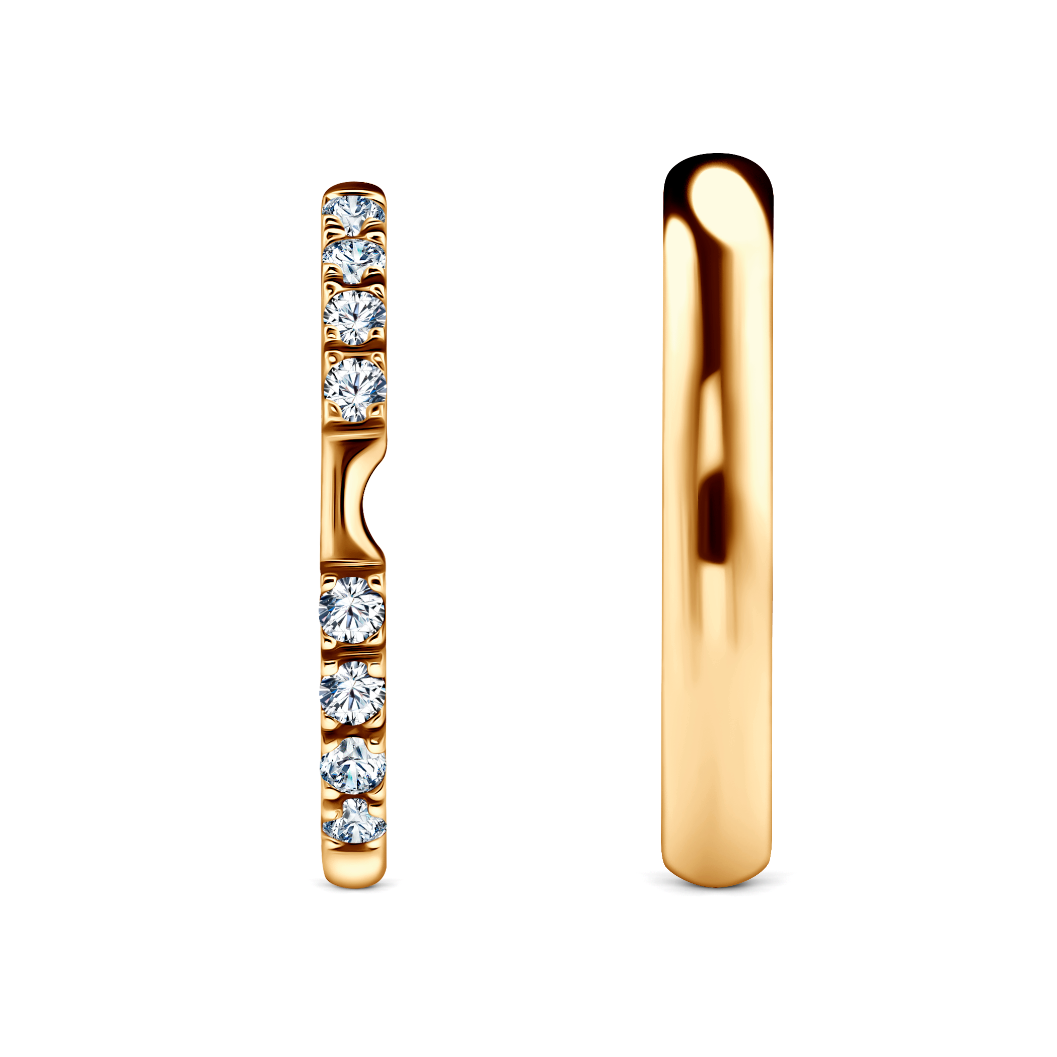 Obrączki The Journey: złote, biały szafir, półokrągłe, 2 mm i 3 mm