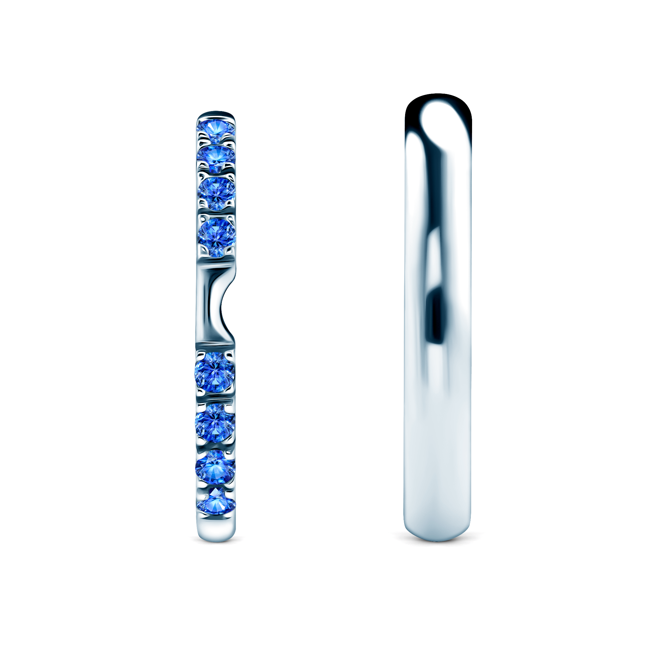 Obrączki The Journey: białe złoto, niebieski szafir, półokrągłe, 2 mm i 3 mm