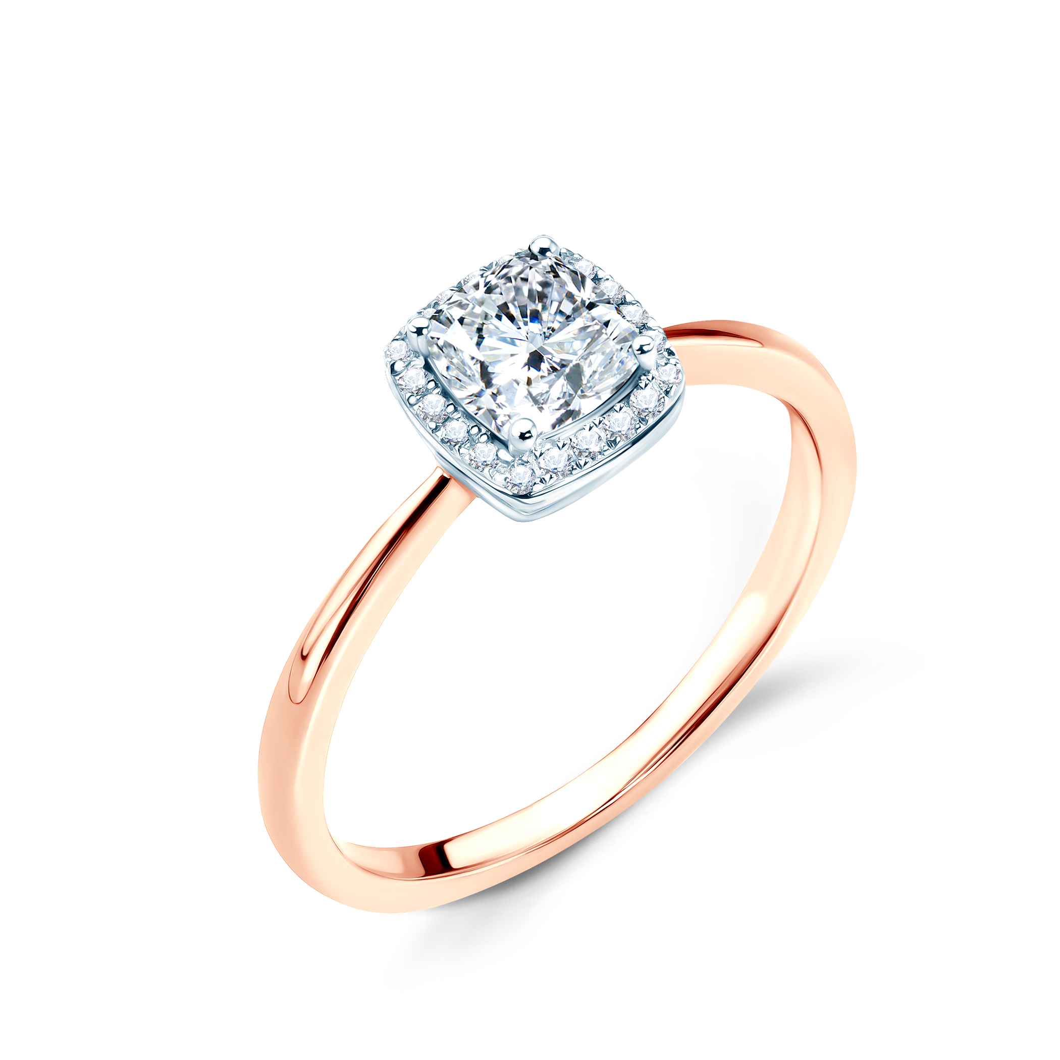 Pierścionek zaręczynowy SAVICKI: dwukolorowe złoto, biały szafir, diamenty