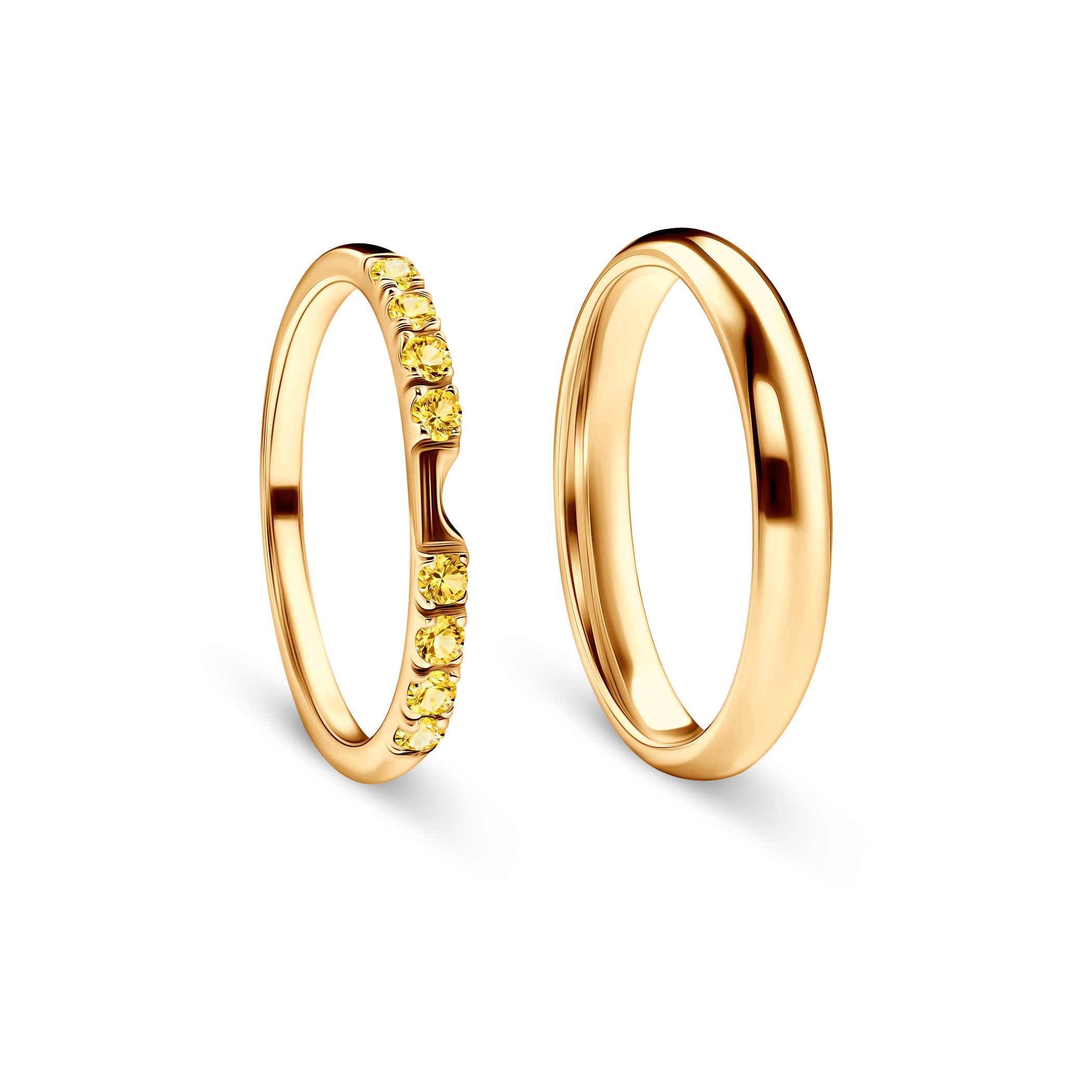 Eheringe The Journey: Gold, Gelber Saphir, Halbrund, 2 mm und 3 mm