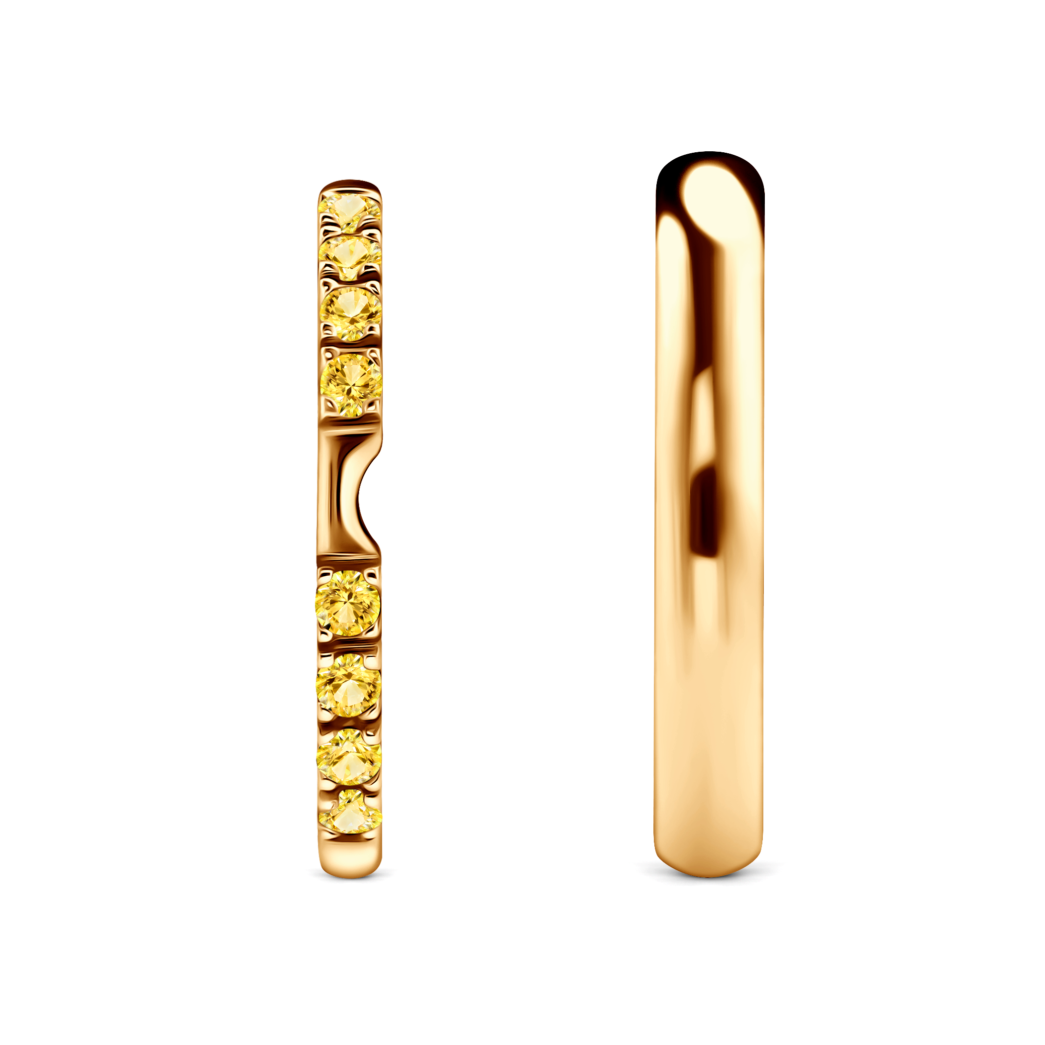 Eheringe The Journey: Gold, Gelber Saphir, Halbrund, 2 mm und 3 mm