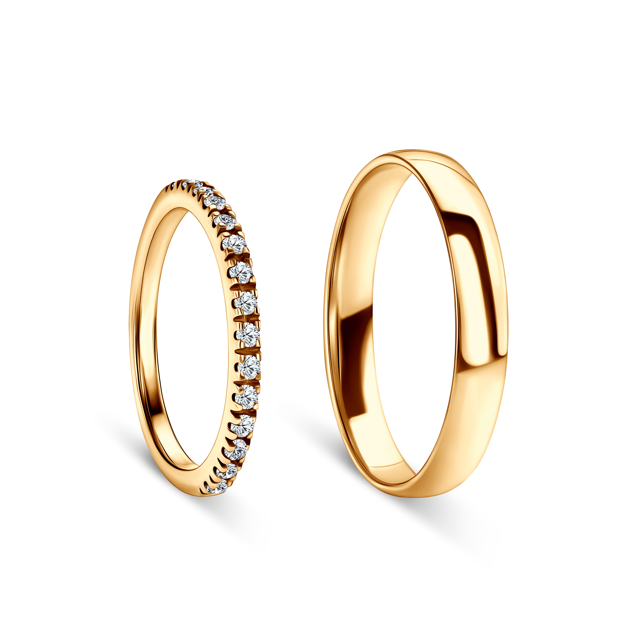 Eheringe The Light: Gold, Diamanten, Halbrund, 1,5 mm und 3,5 mm