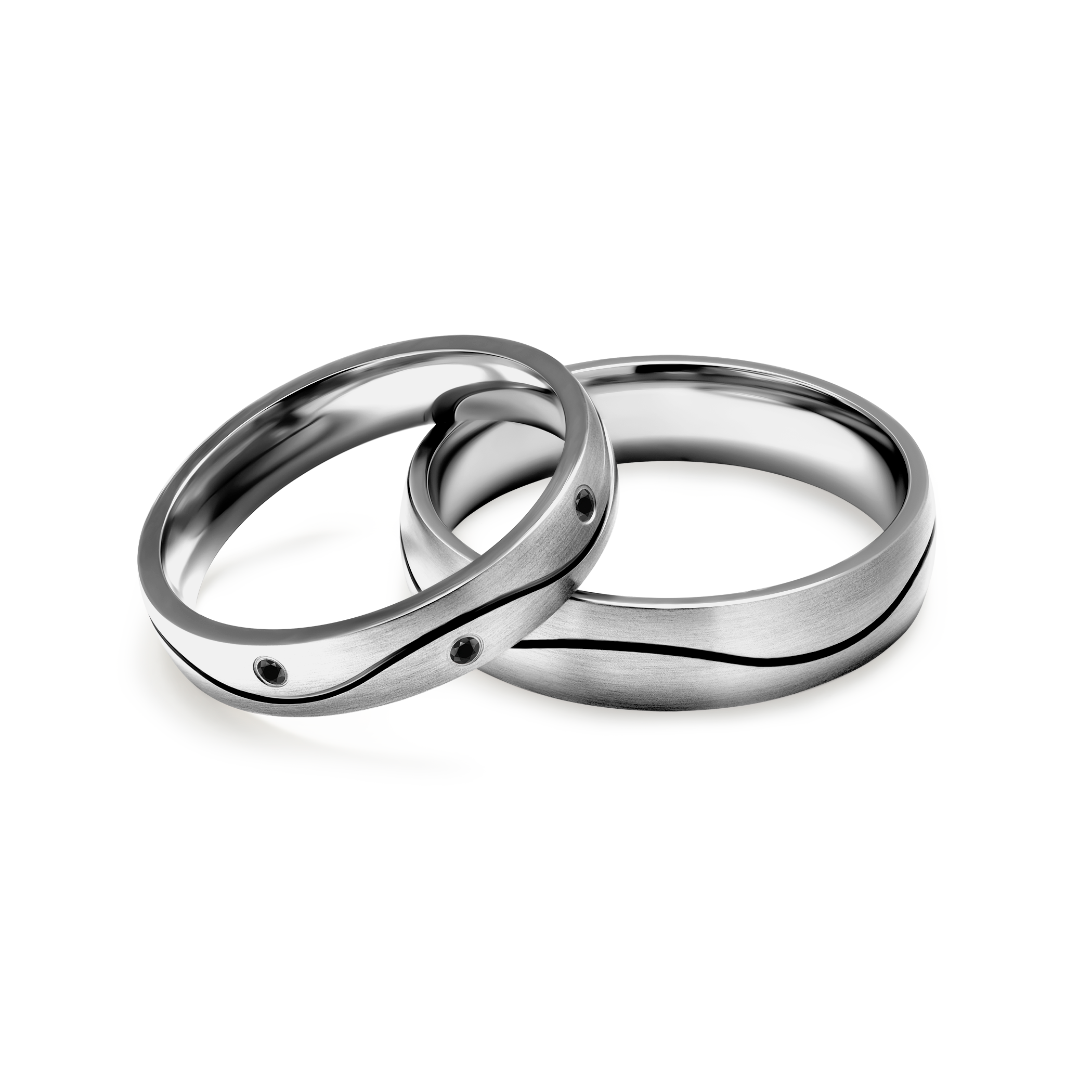 Snubní prsteny: titan, půlkulaté, 4 mm + 5 mm