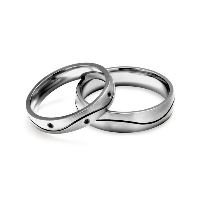 Snubní prsteny: titan, půlkulaté, 4 mm + 5 mm