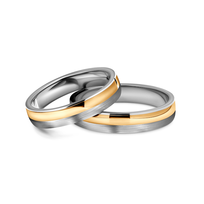 Obrączki ślubne: tytan, złoto, półokrągłe, 4 mm