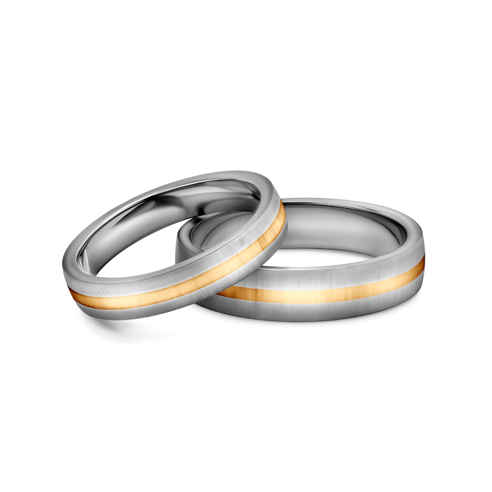 Obrączki ślubne: tytan, złoto, półokrągłe, 4 i 5 mm